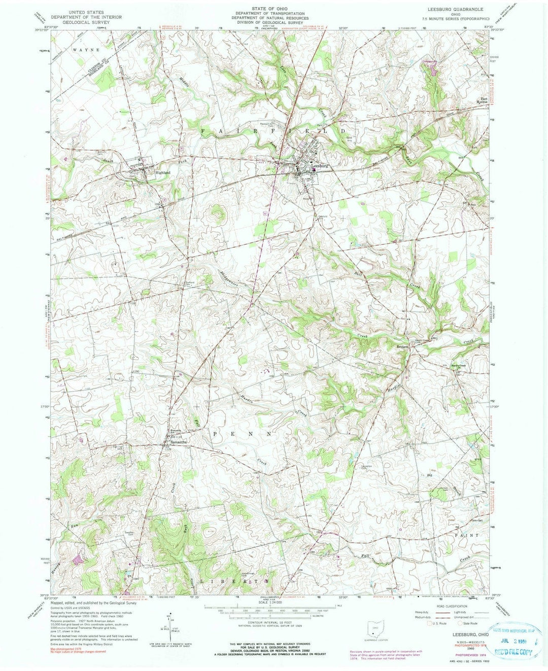 1960 Leesburg, OH - Ohio - USGS Topographic Map