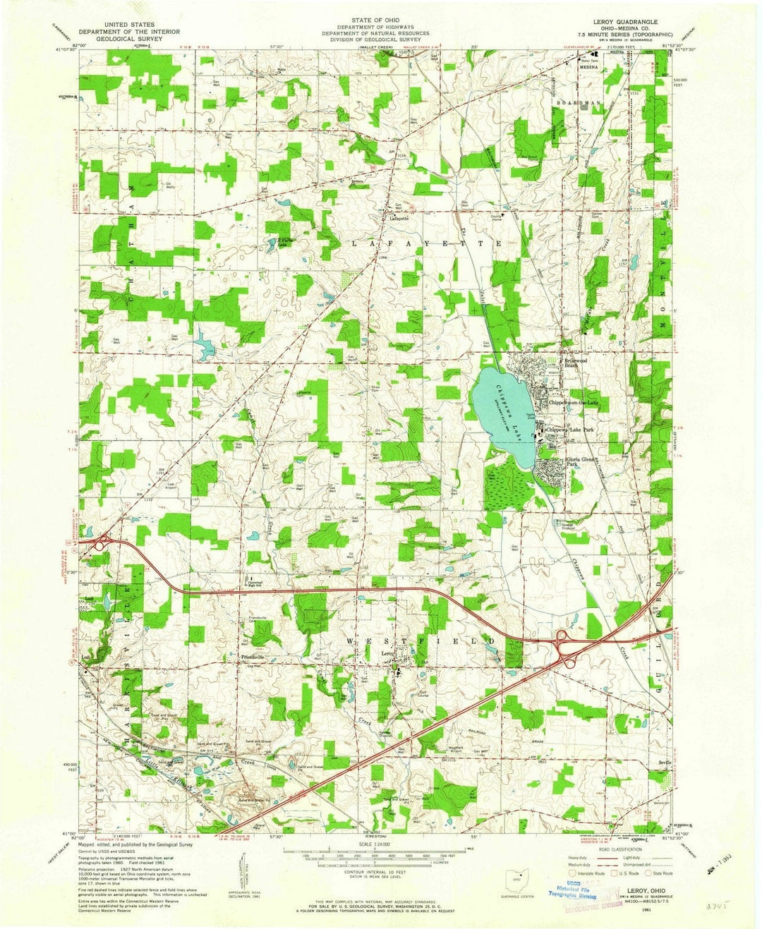 1961 Leroy, OH - Ohio - USGS Topographic Map
