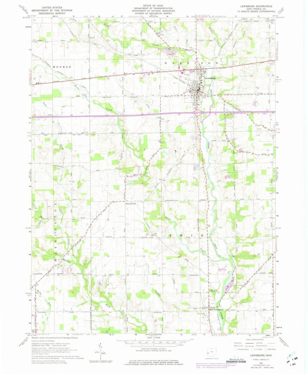 1961 Lewisburg, OH - Ohio - USGS Topographic Map