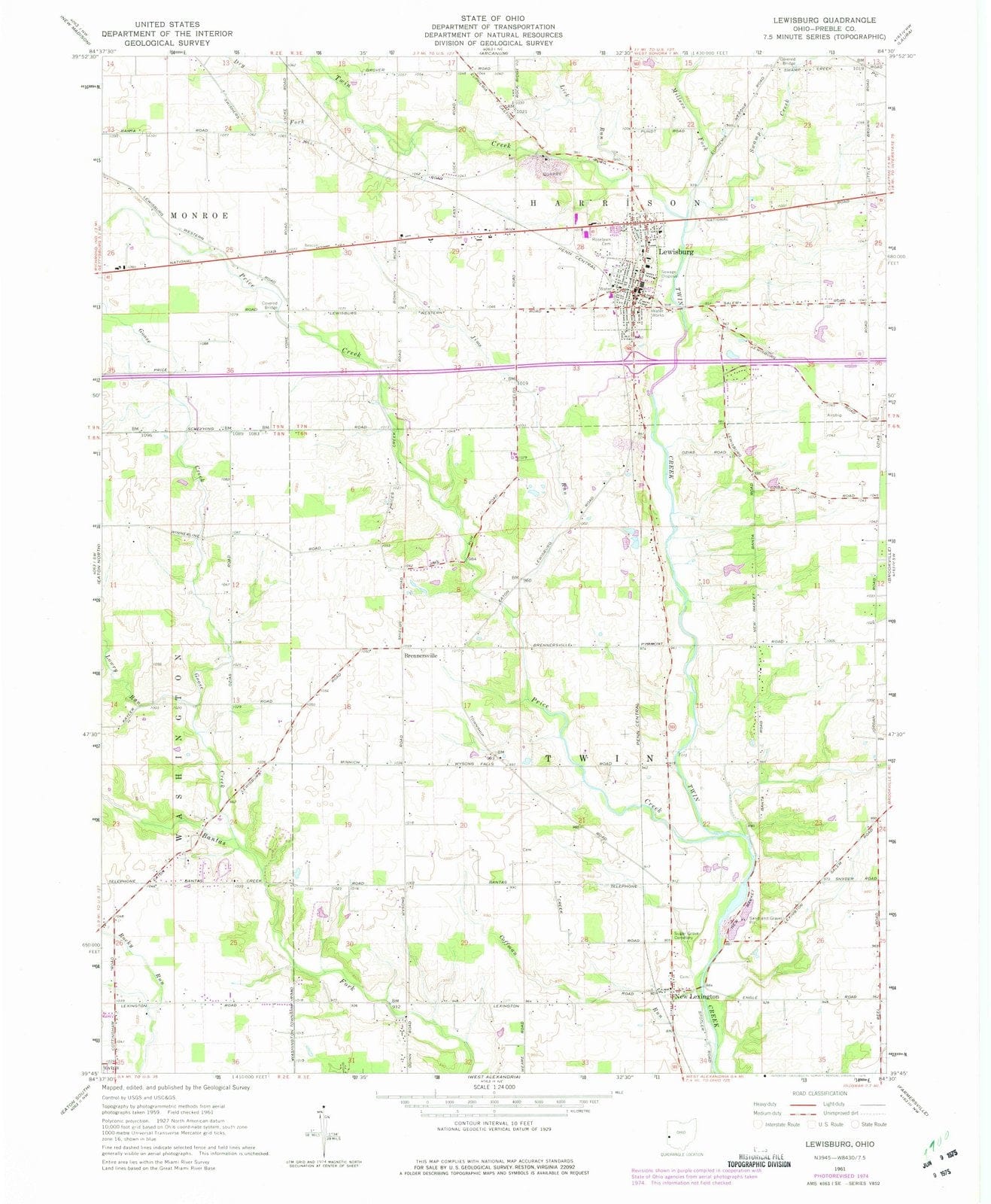 1961 Lewisburg, OH - Ohio - USGS Topographic Map