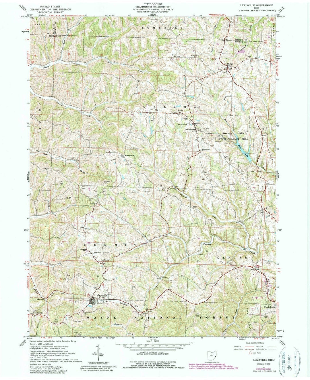 1961 Lewisville, OH - Ohio - USGS Topographic Map