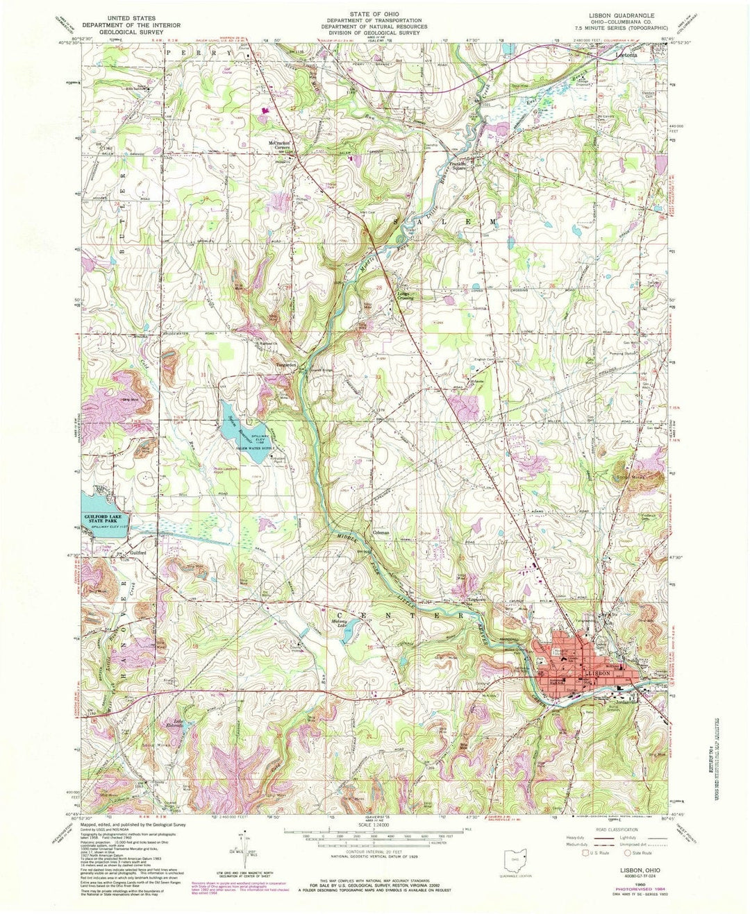 1960 Lisbon, OH - Ohio - USGS Topographic Map