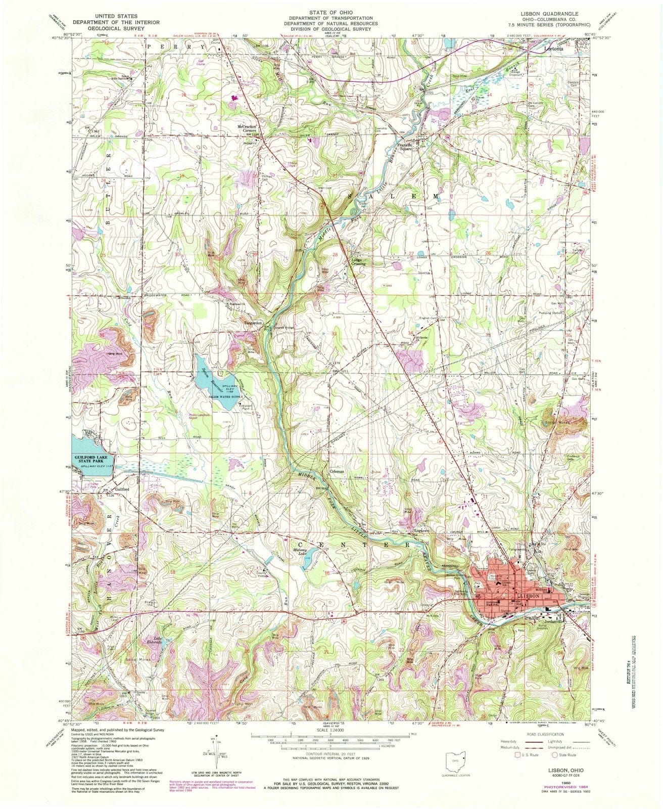 1960 Lisbon, OH - Ohio - USGS Topographic Map