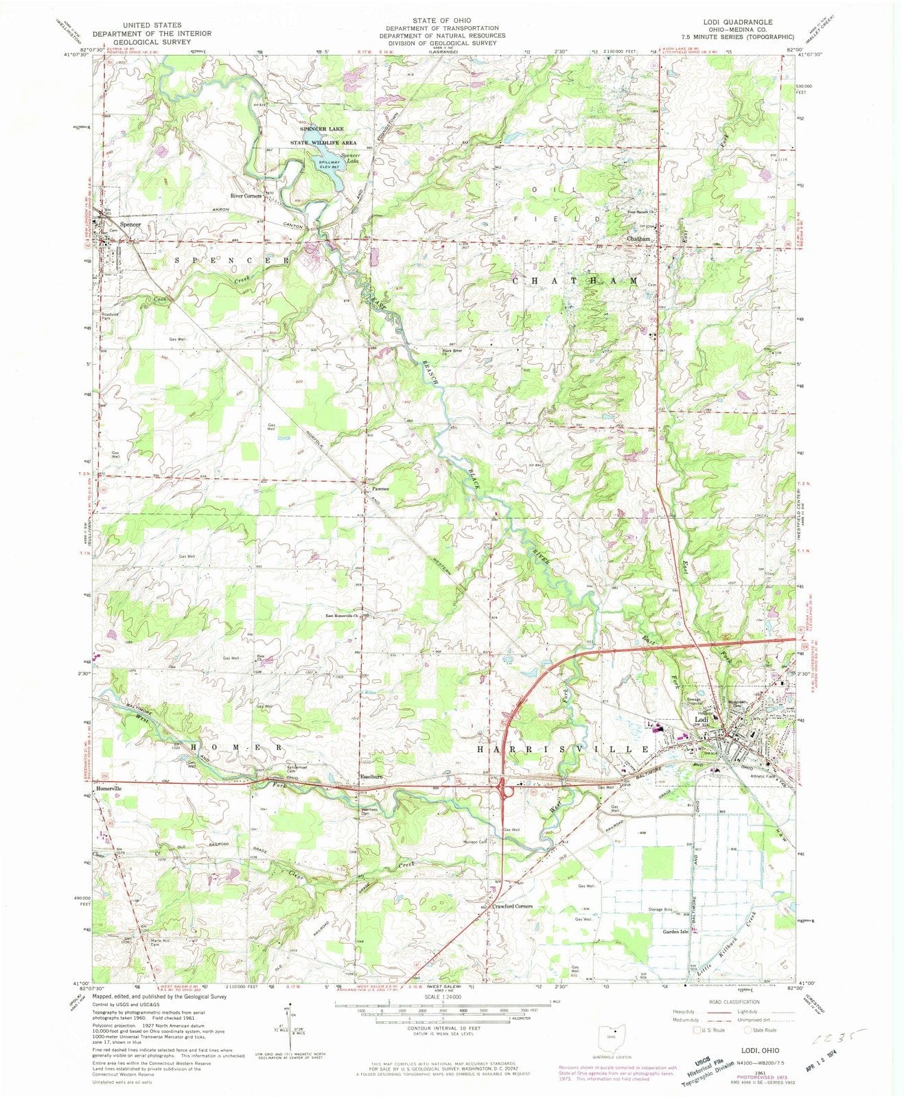1961 Lodi, OH - Ohio - USGS Topographic Map