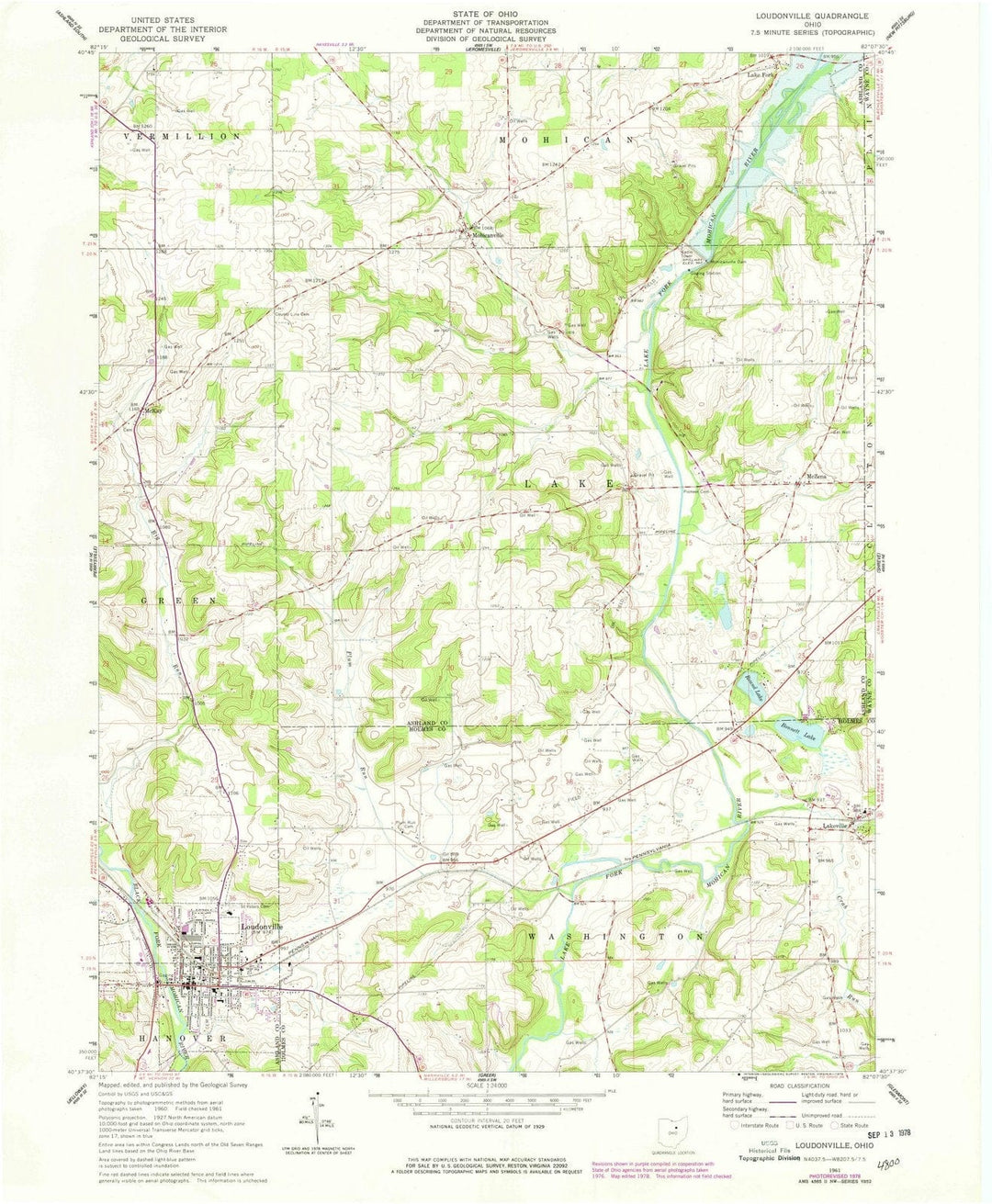 1961 Loudonville, OH - Ohio - USGS Topographic Map