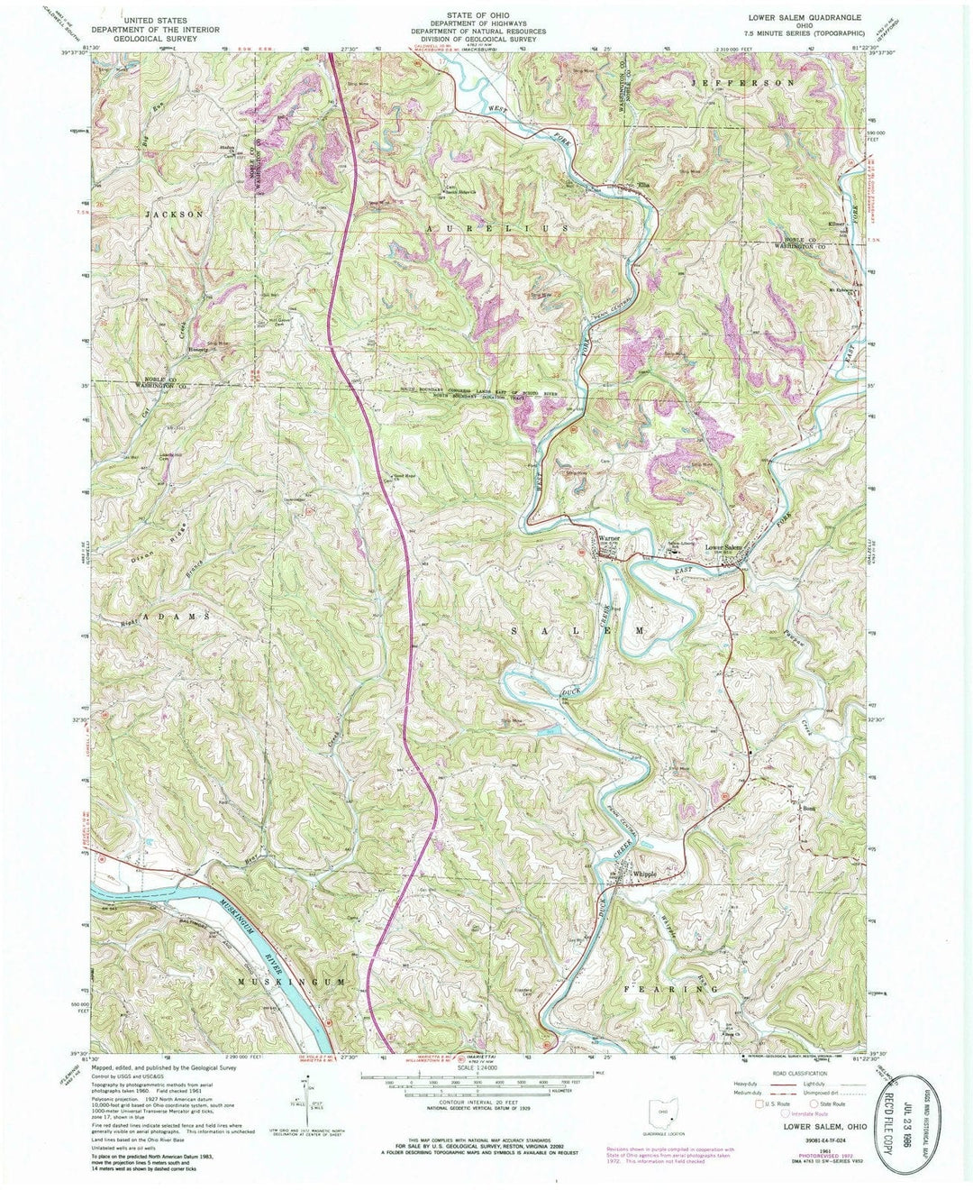 1961 Lower Salem, OH - Ohio - USGS Topographic Map