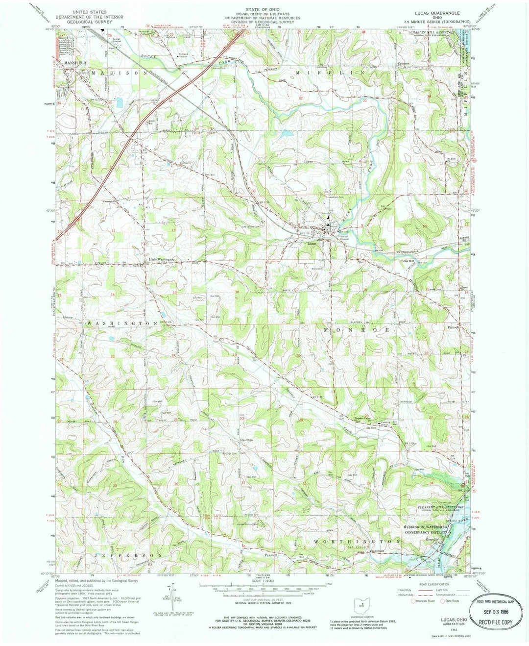 1961 Lucas, OH - Ohio - USGS Topographic Map