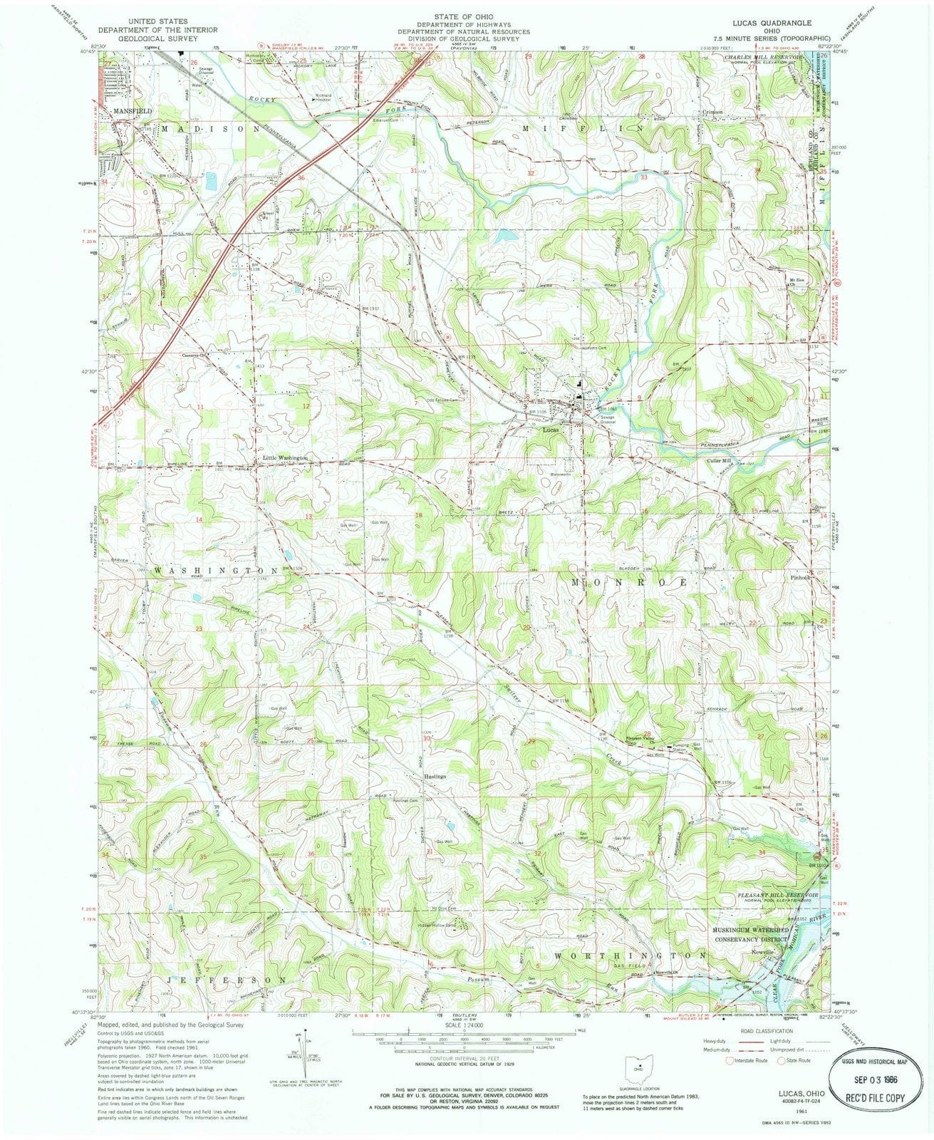 1961 Lucas, OH - Ohio - USGS Topographic Map