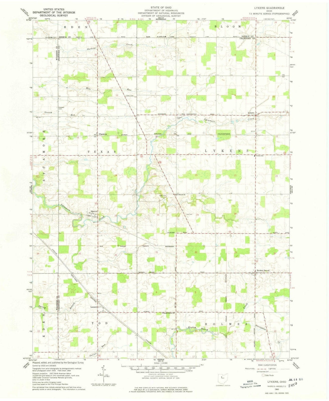 1960 Lykens, OH - Ohio - USGS Topographic Map