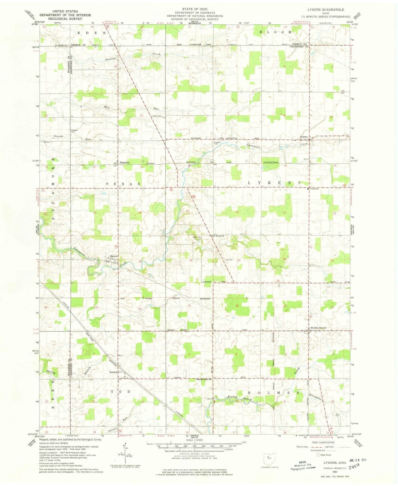 1960 Lykens, OH - Ohio - USGS Topographic Map