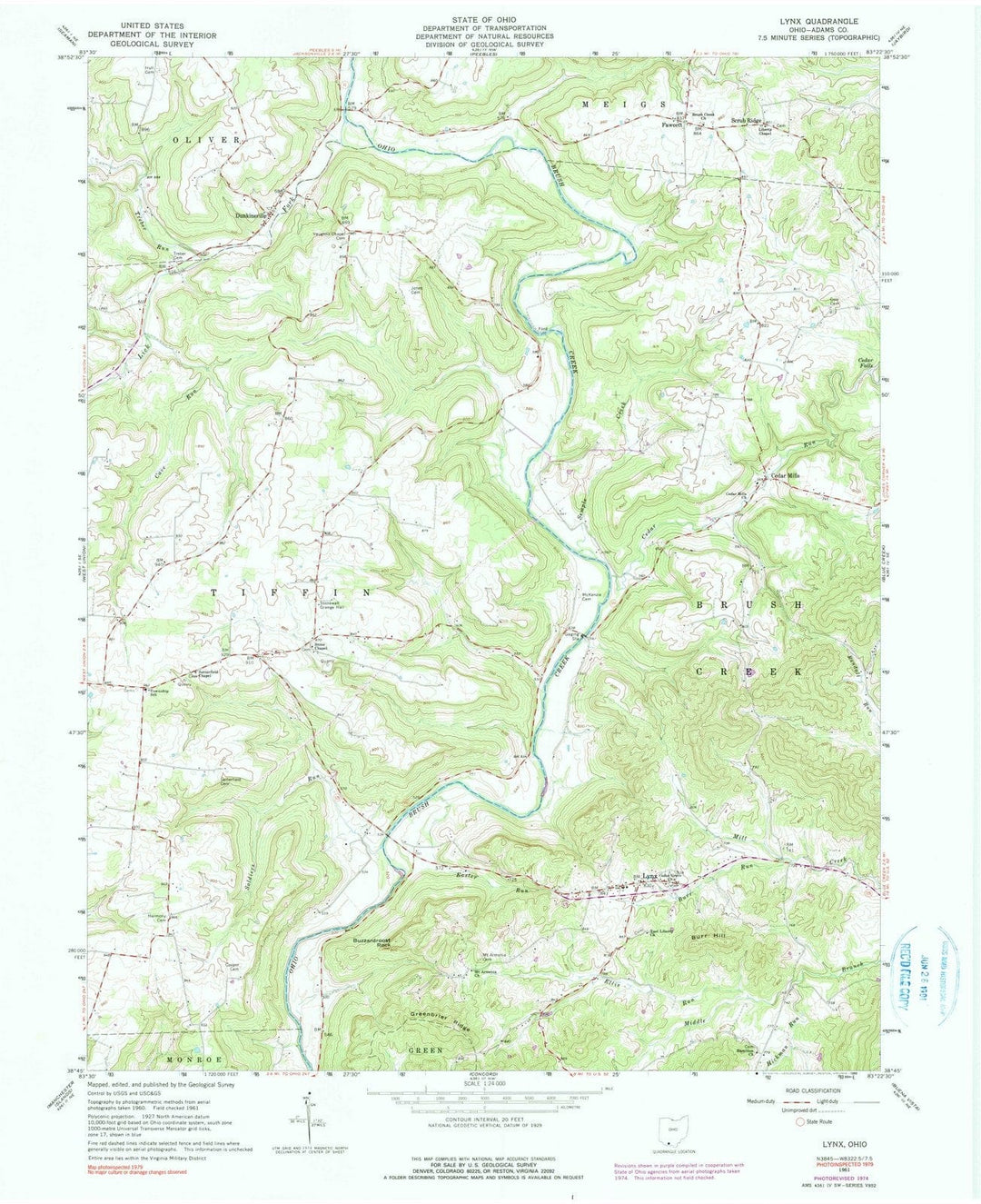1961 Lynx, OH - Ohio - USGS Topographic Map