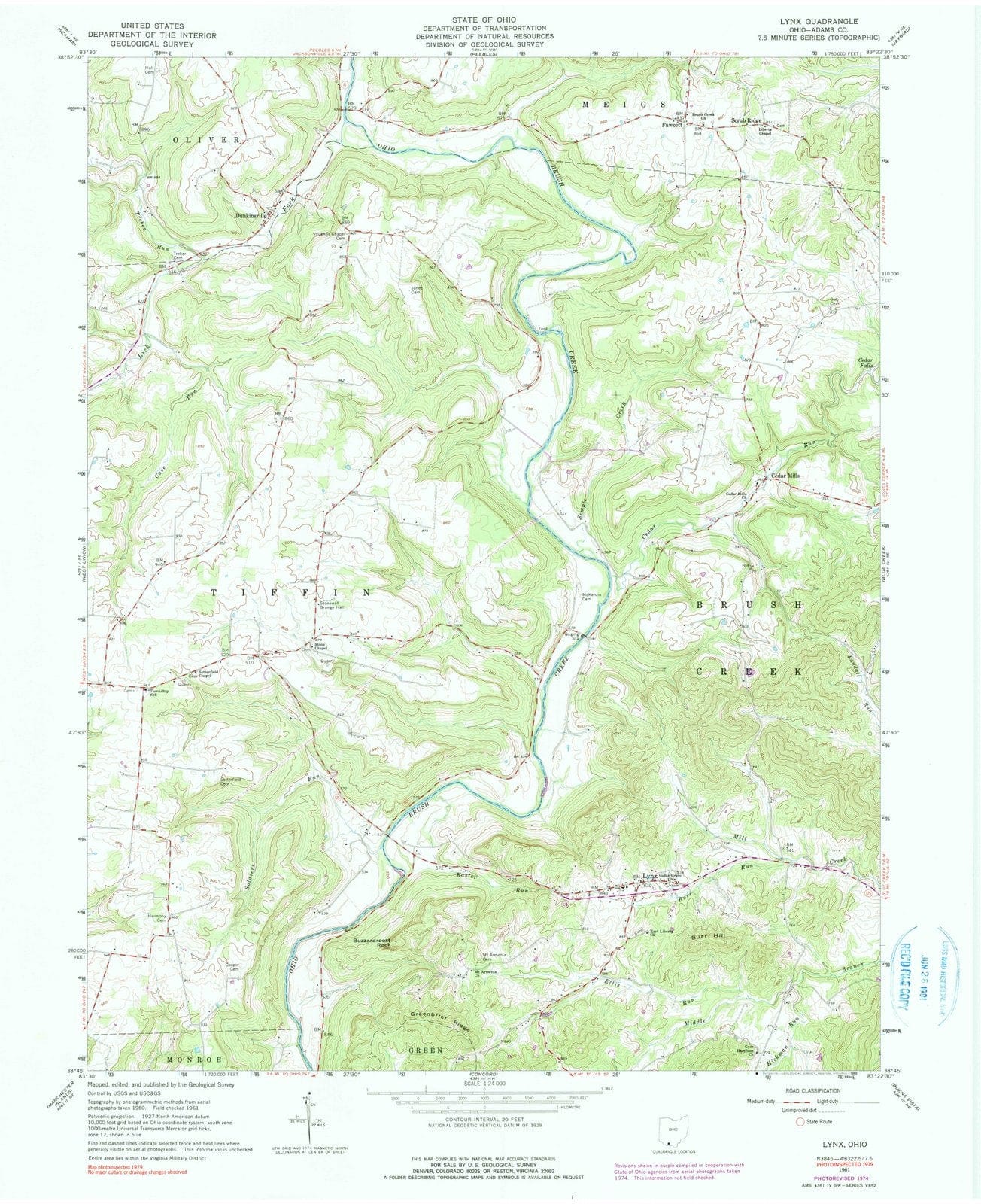 1961 Lynx, OH - Ohio - USGS Topographic Map