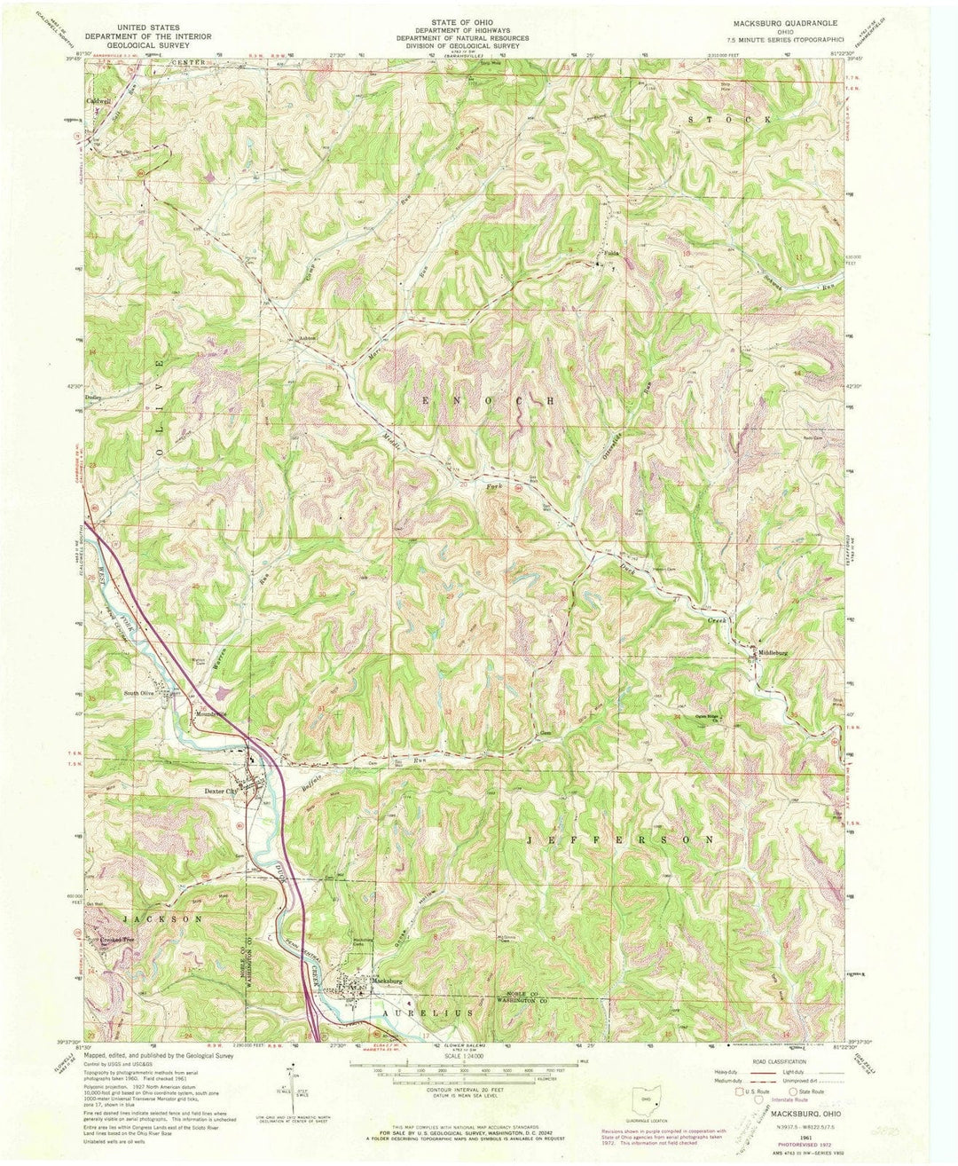 1961 Macksburg, OH - Ohio - USGS Topographic Map