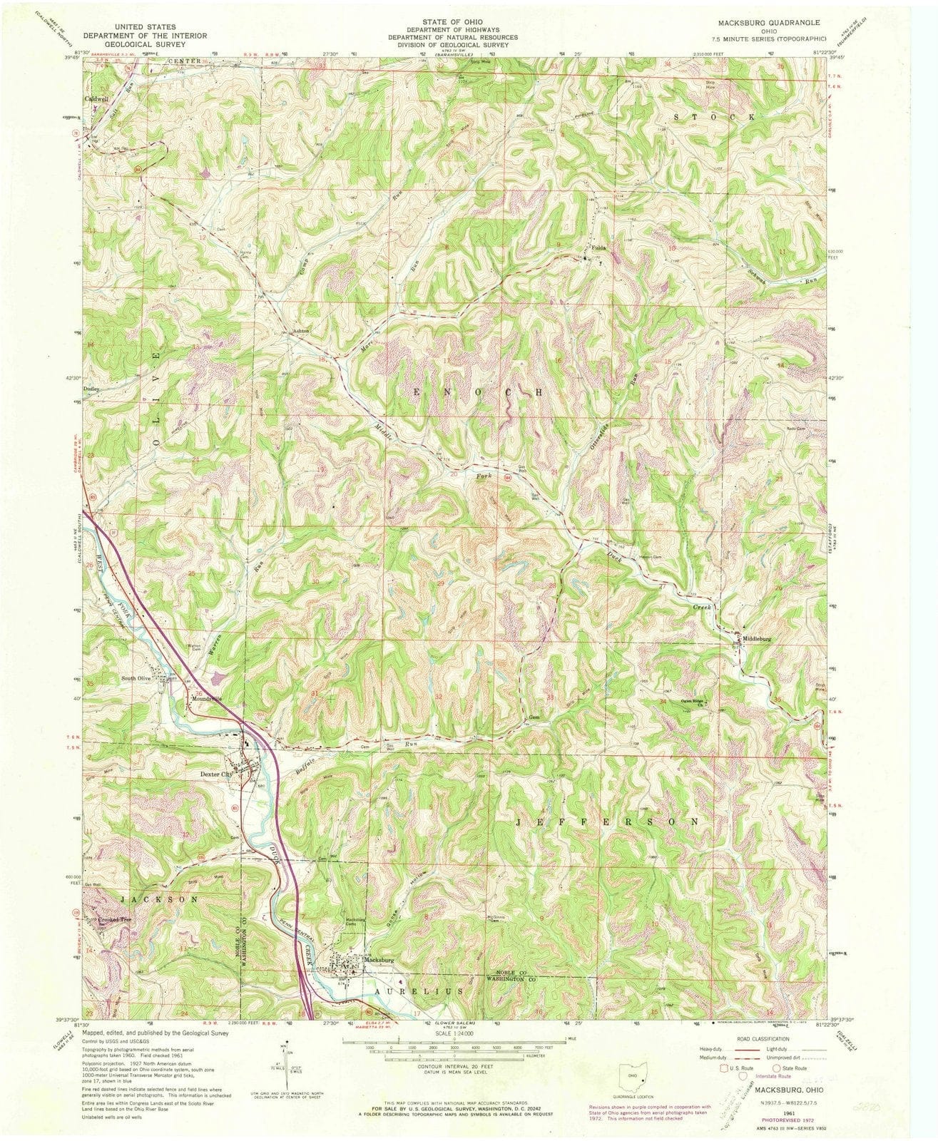1961 Macksburg, OH - Ohio - USGS Topographic Map
