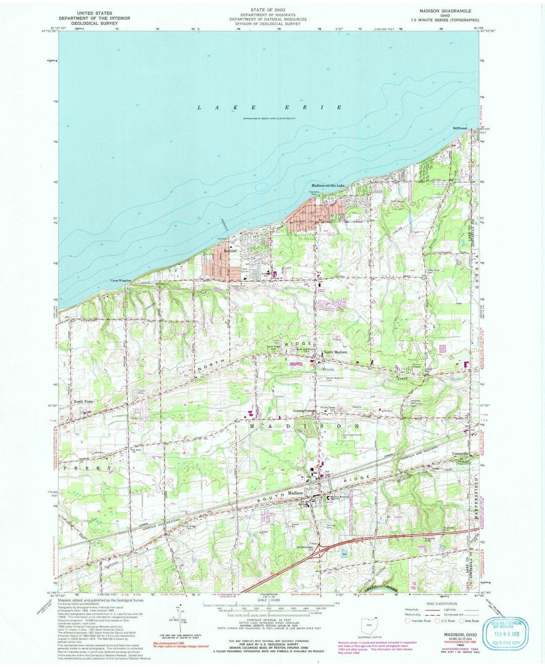 1960 Madison, OH - Ohio - USGS Topographic Map