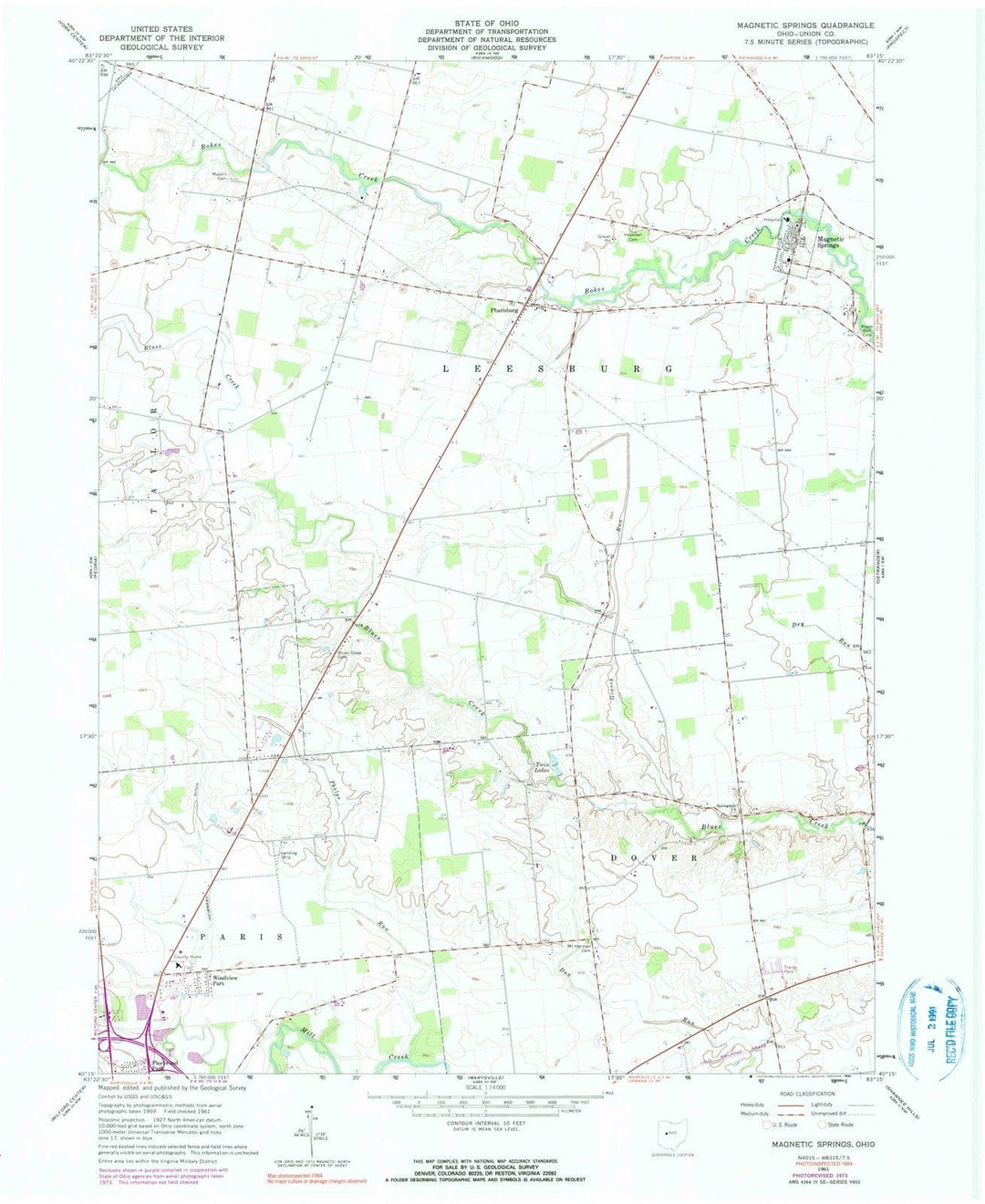 1961 Magnetic Springs, OH - Ohio - USGS Topographic Map