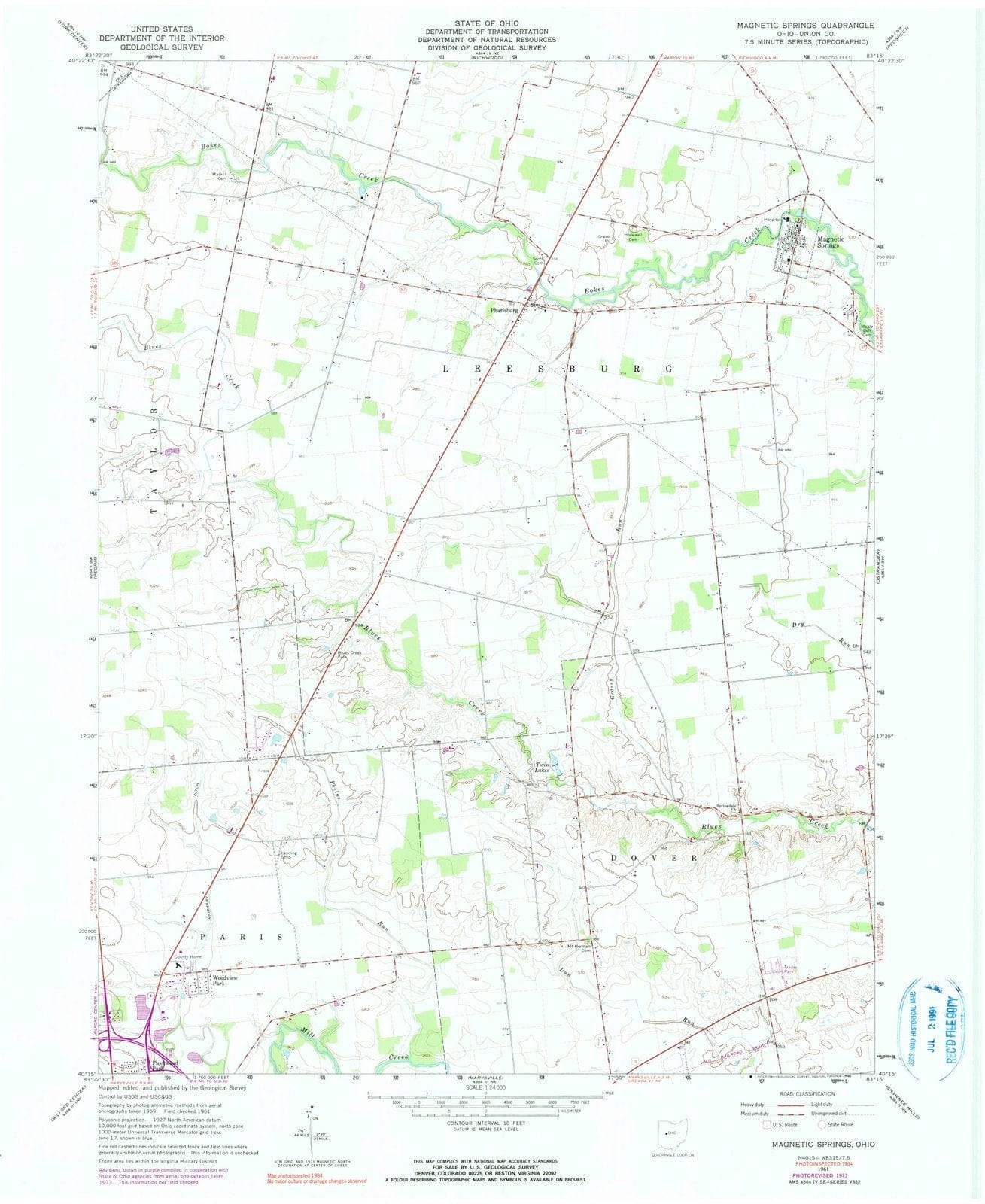 1961 Magnetic Springs, OH - Ohio - USGS Topographic Map