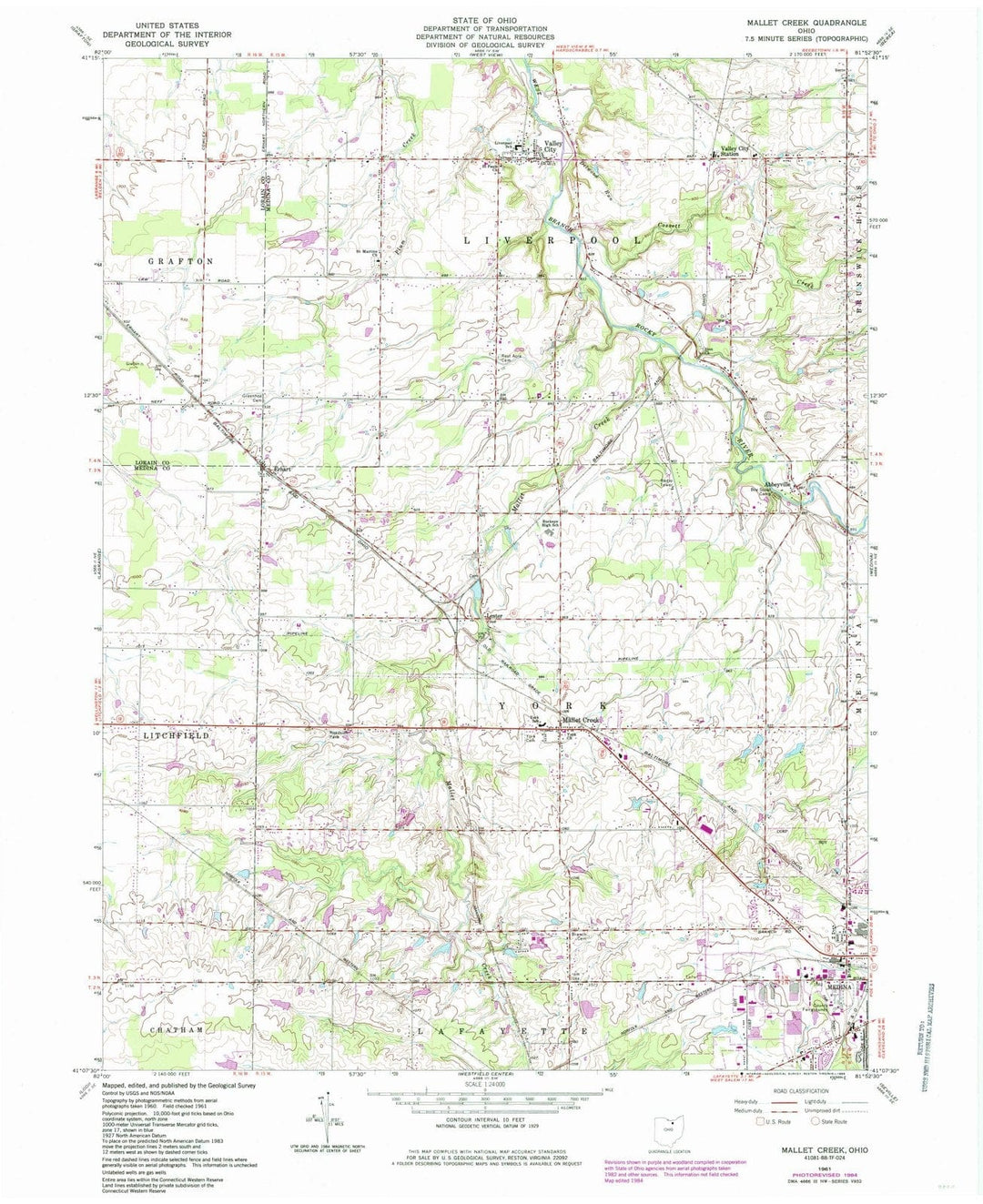 1961 Mallet Creek, OH - Ohio - USGS Topographic Map
