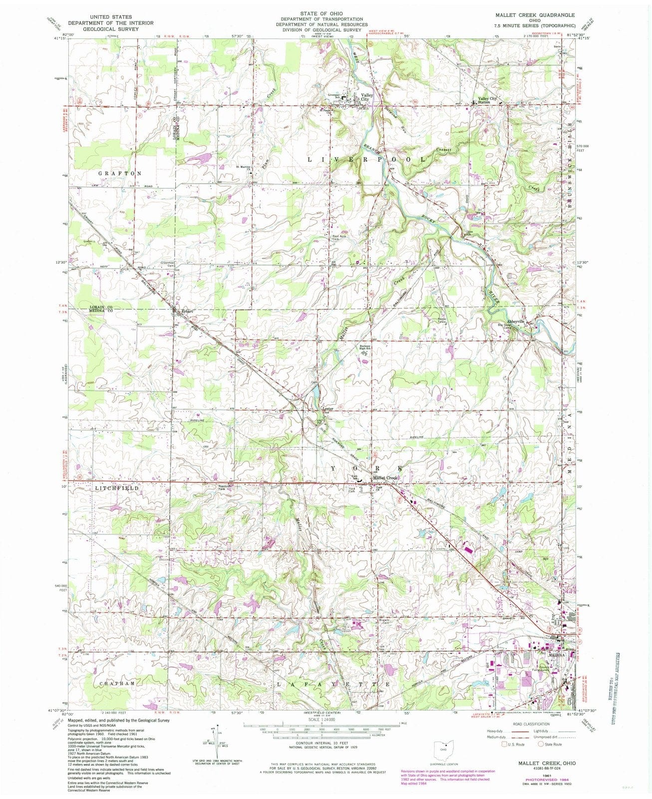 1961 Mallet Creek, OH - Ohio - USGS Topographic Map
