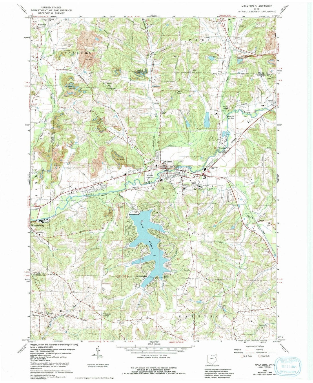 1960 Malvern, OH - Ohio - USGS Topographic Map