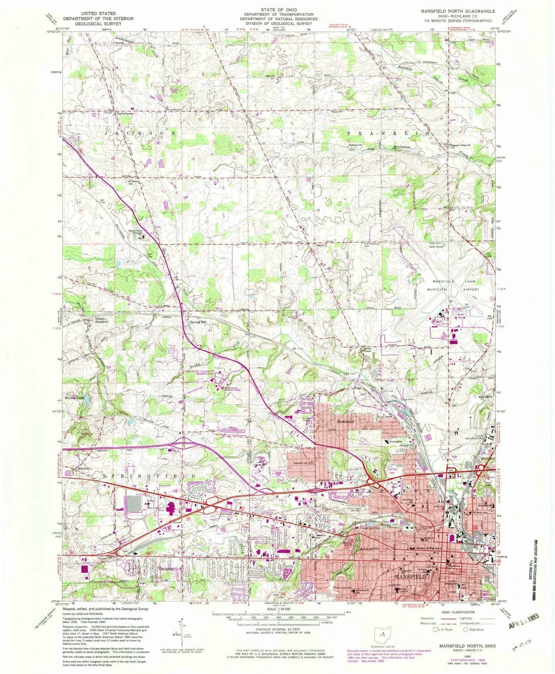1960 Mansfield North, OH - Ohio - USGS Topographic Map