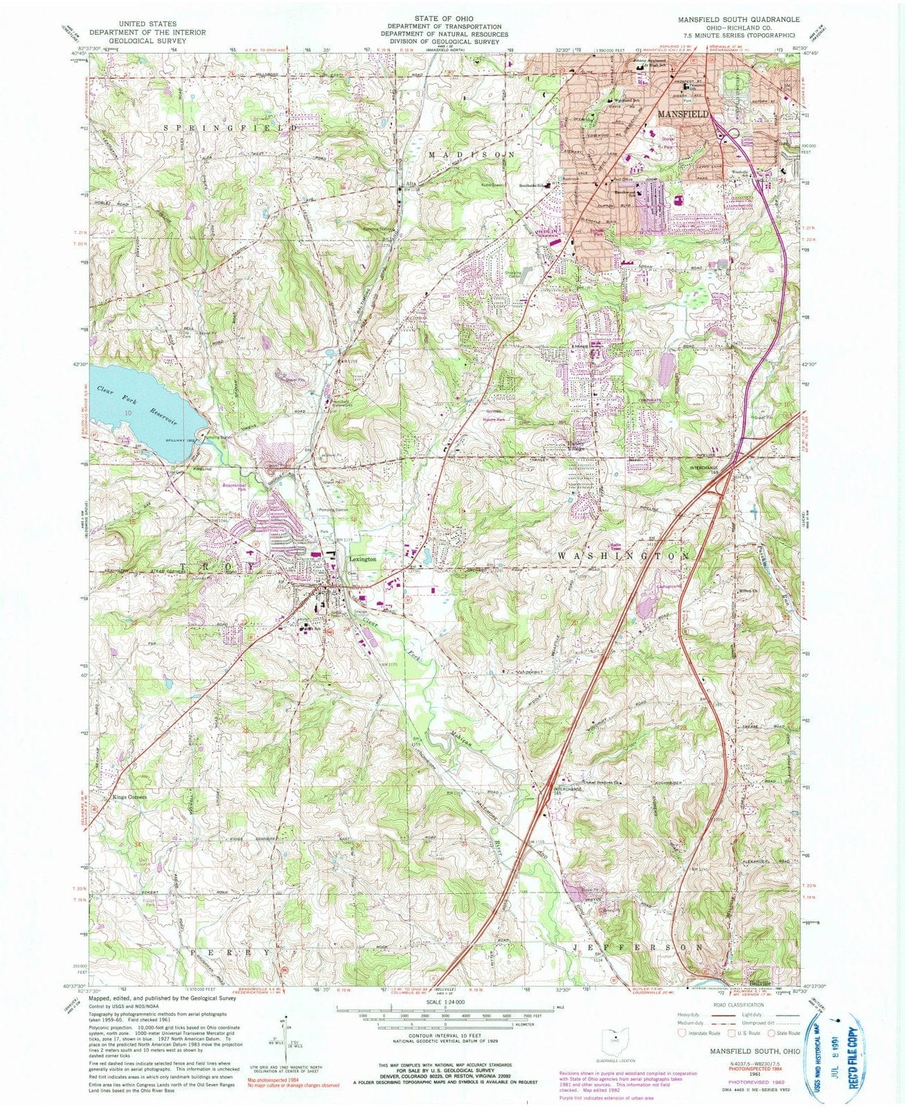 1961 Mansfield South, OH - Ohio - USGS Topographic Map