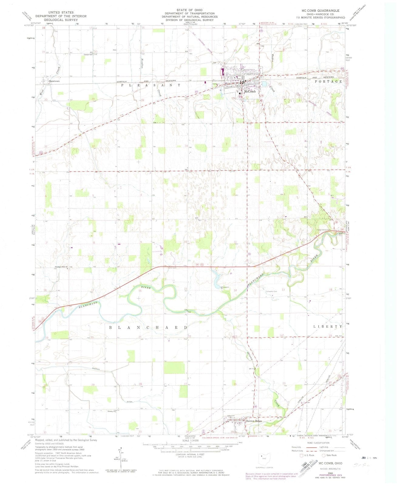 1960 Mc Comb, OH - Ohio - USGS Topographic Map