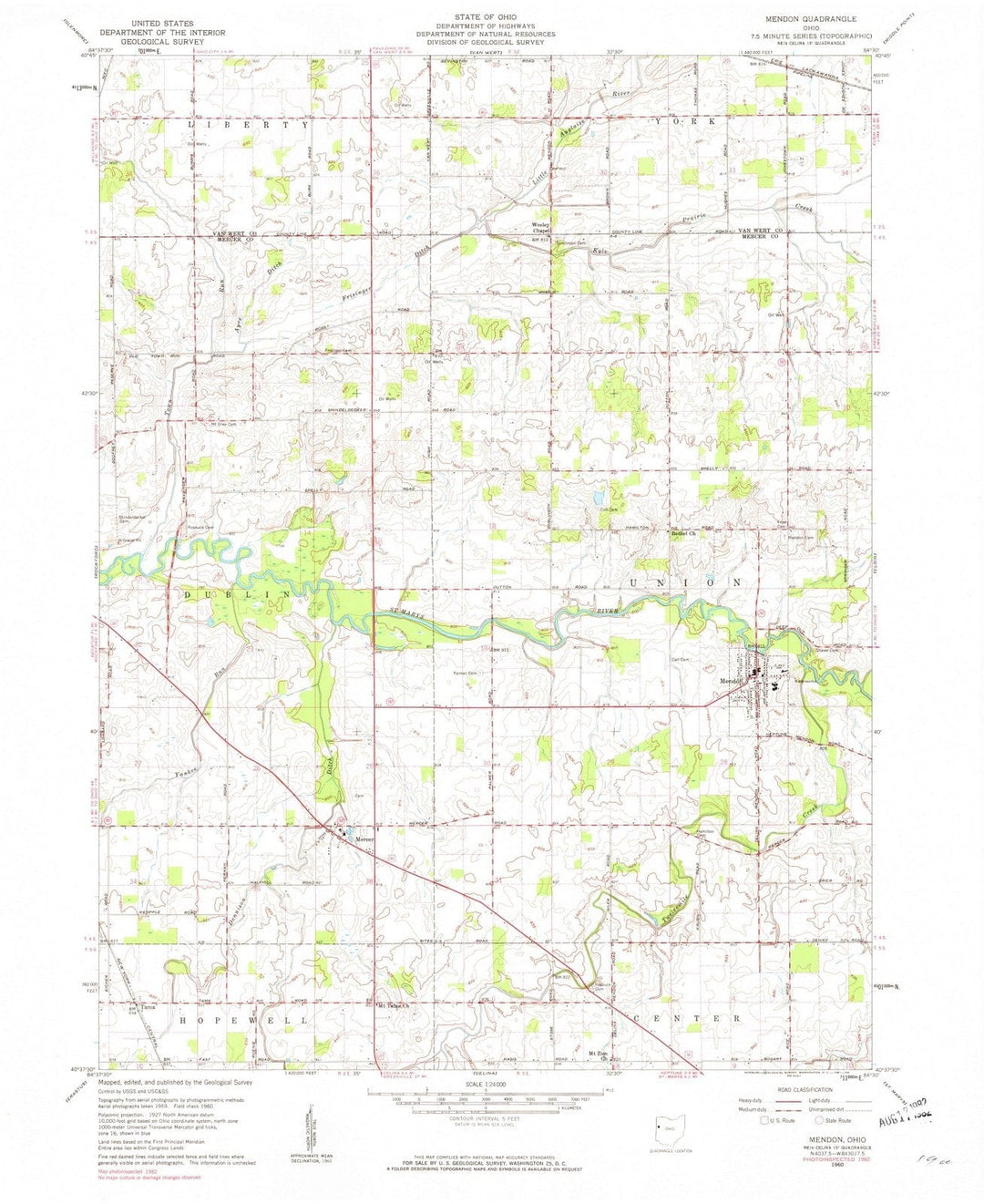 1960 Mendon, OH - Ohio - USGS Topographic Map
