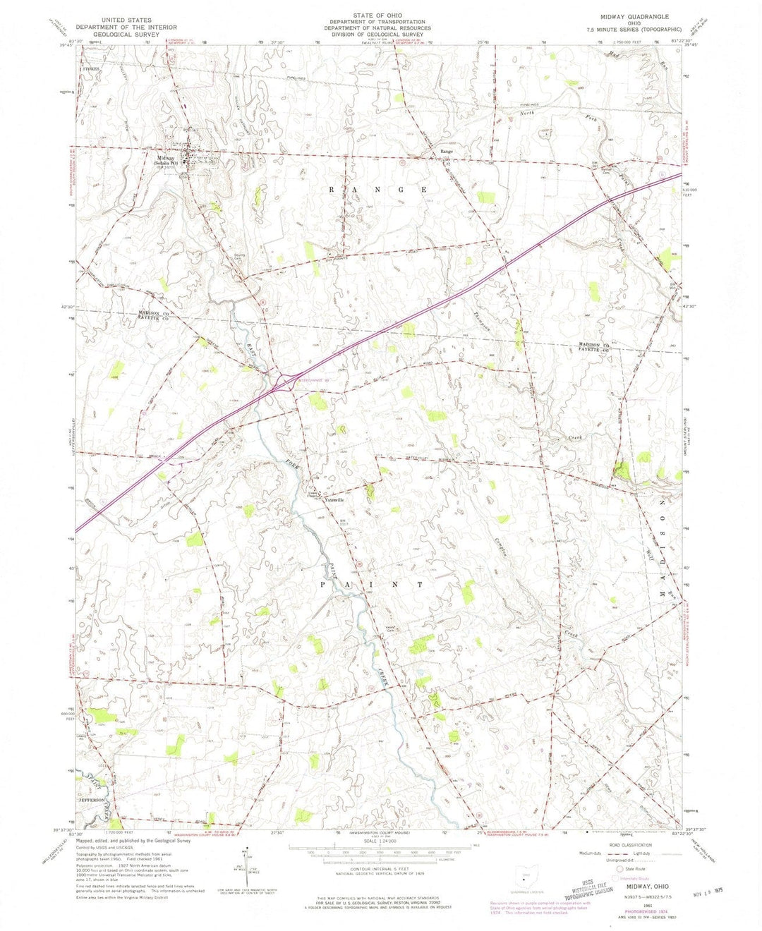 1961 Midway, OH - Ohio - USGS Topographic Map