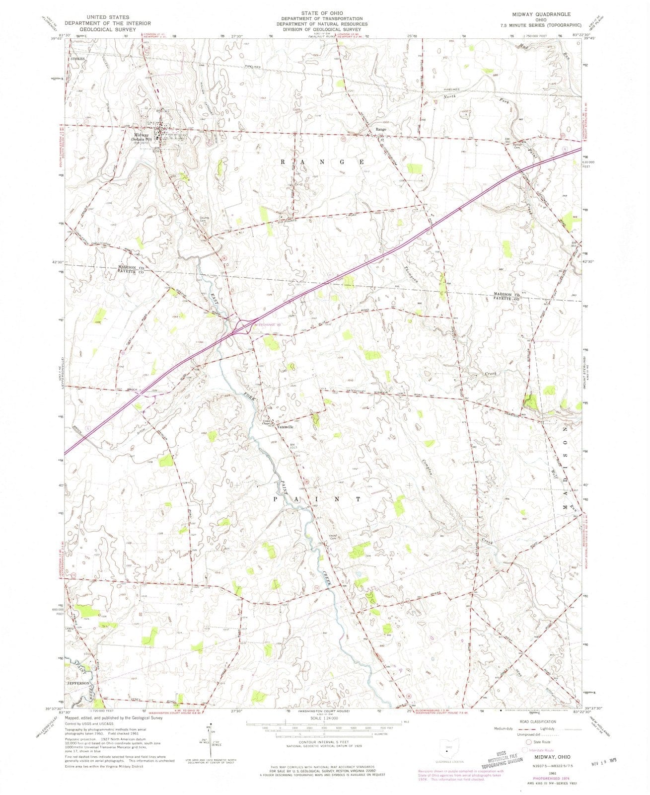 1961 Midway, OH - Ohio - USGS Topographic Map