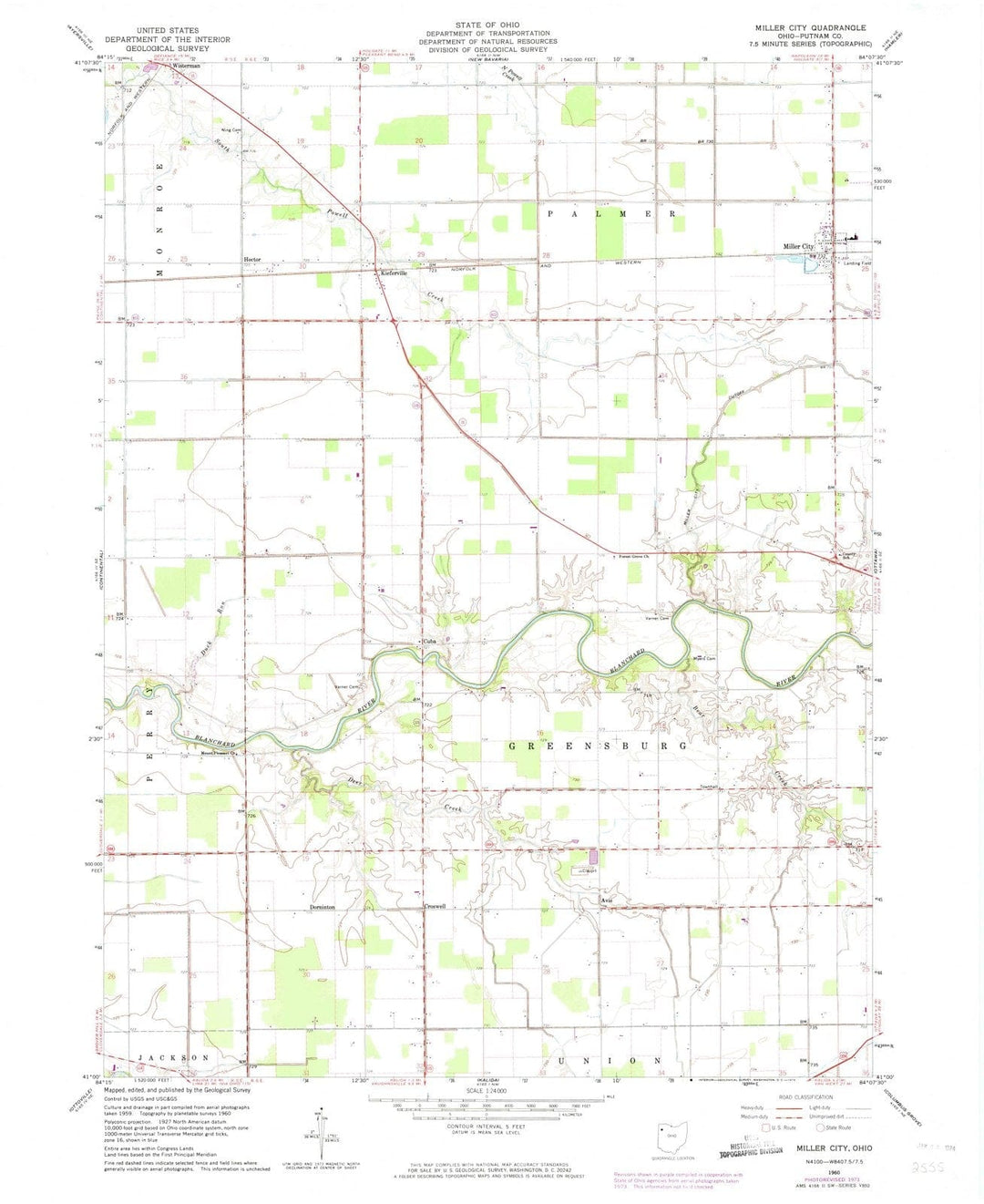 1960 Miller City, OH - Ohio - USGS Topographic Map