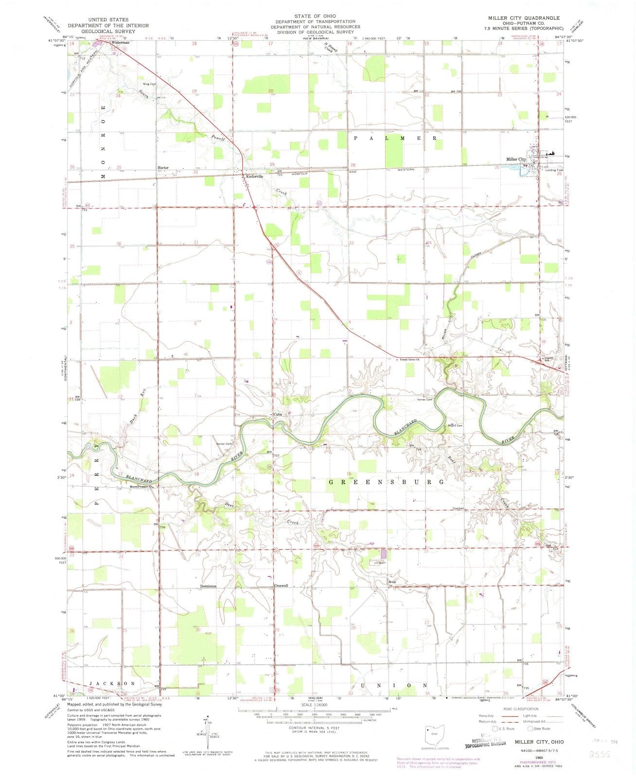 1960 Miller City, OH - Ohio - USGS Topographic Map