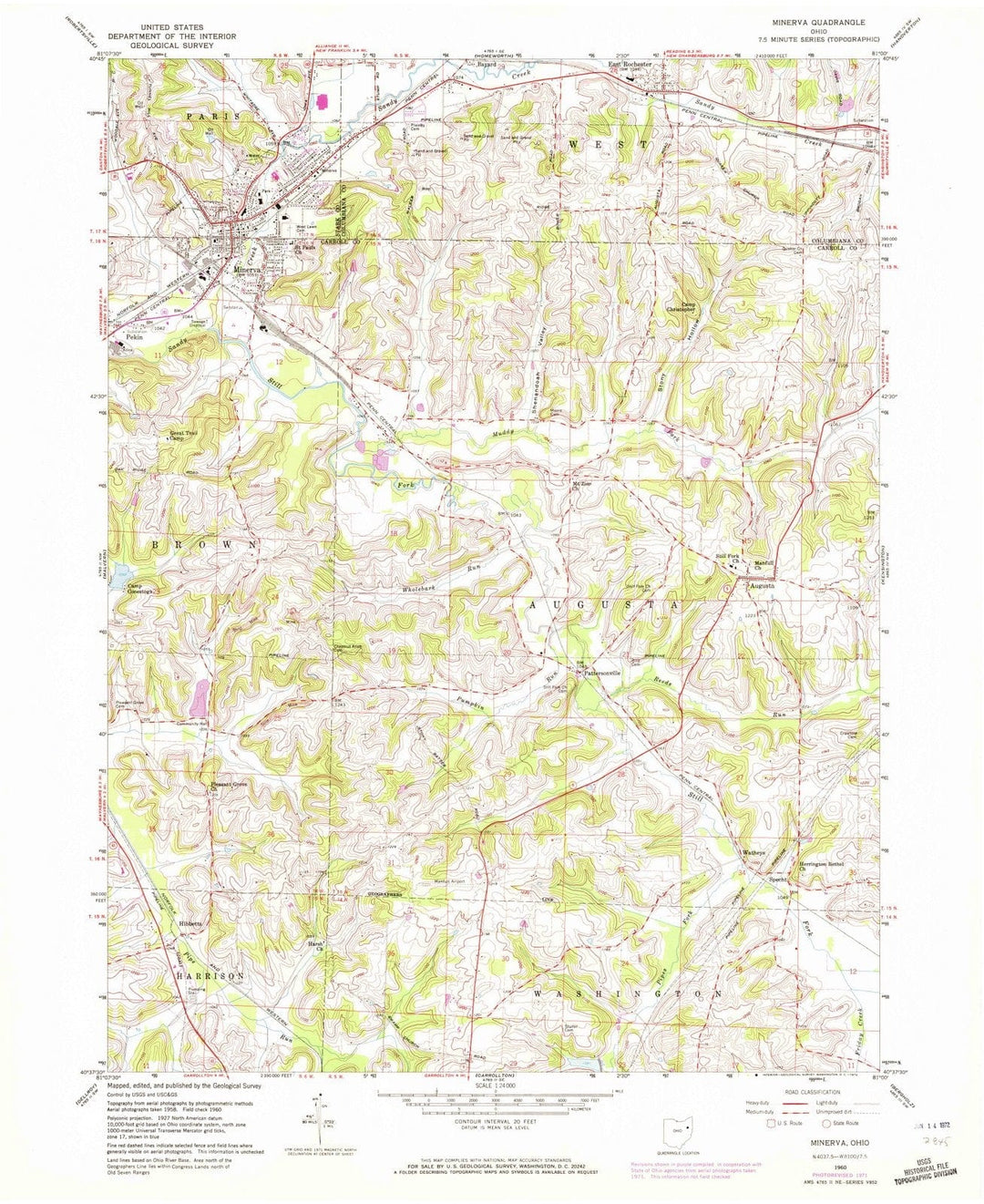 1960 Minerva, OH - Ohio - USGS Topographic Map