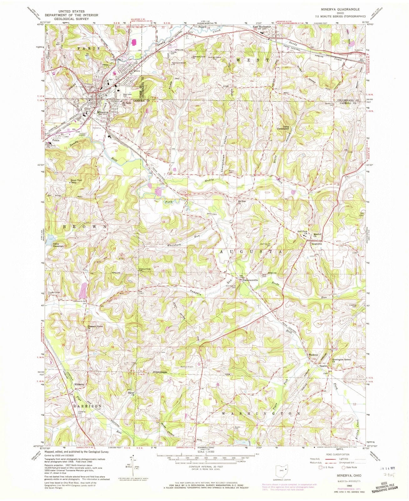 1960 Minerva, OH - Ohio - USGS Topographic Map