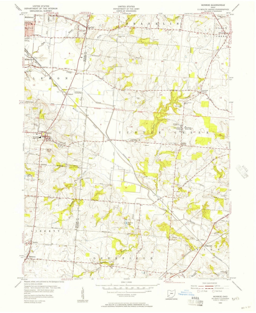 1955 Monroe, OH - Ohio - USGS Topographic Map