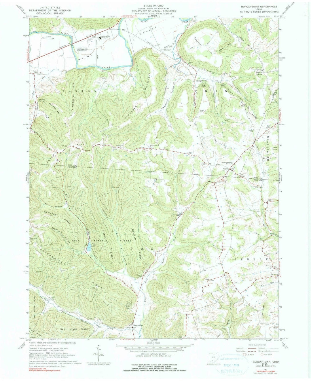 1961 Morgantown, OH - Ohio - USGS Topographic Map