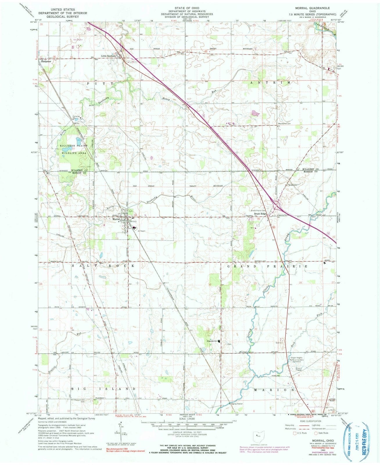 1960 Morral, OH - Ohio - USGS Topographic Map