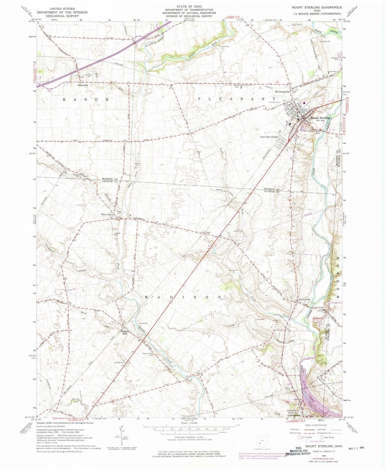 1961 Mount Sterling, OH - Ohio - USGS Topographic Map
