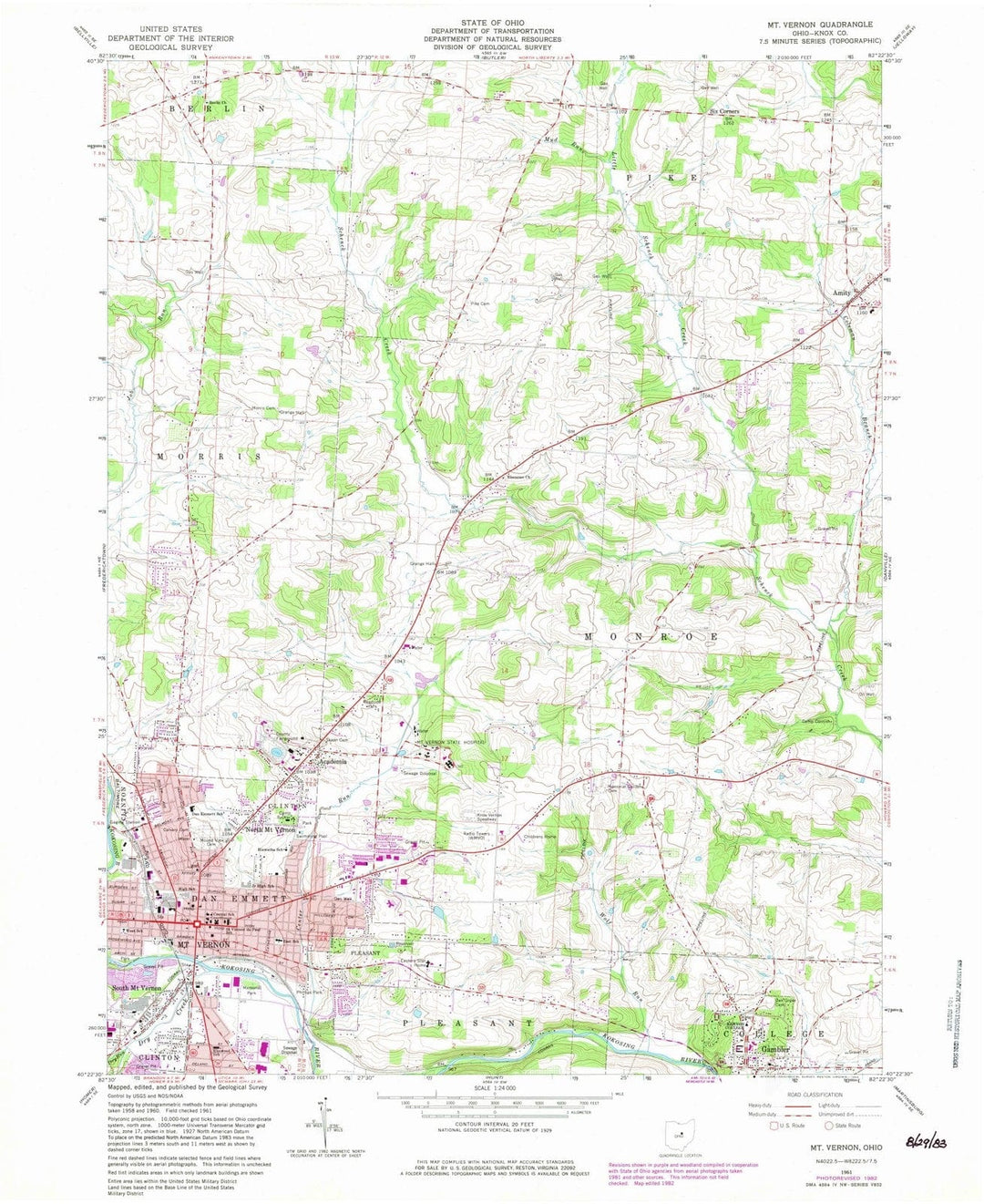 1961 Mt Vernon, OH - Ohio - USGS Topographic Map