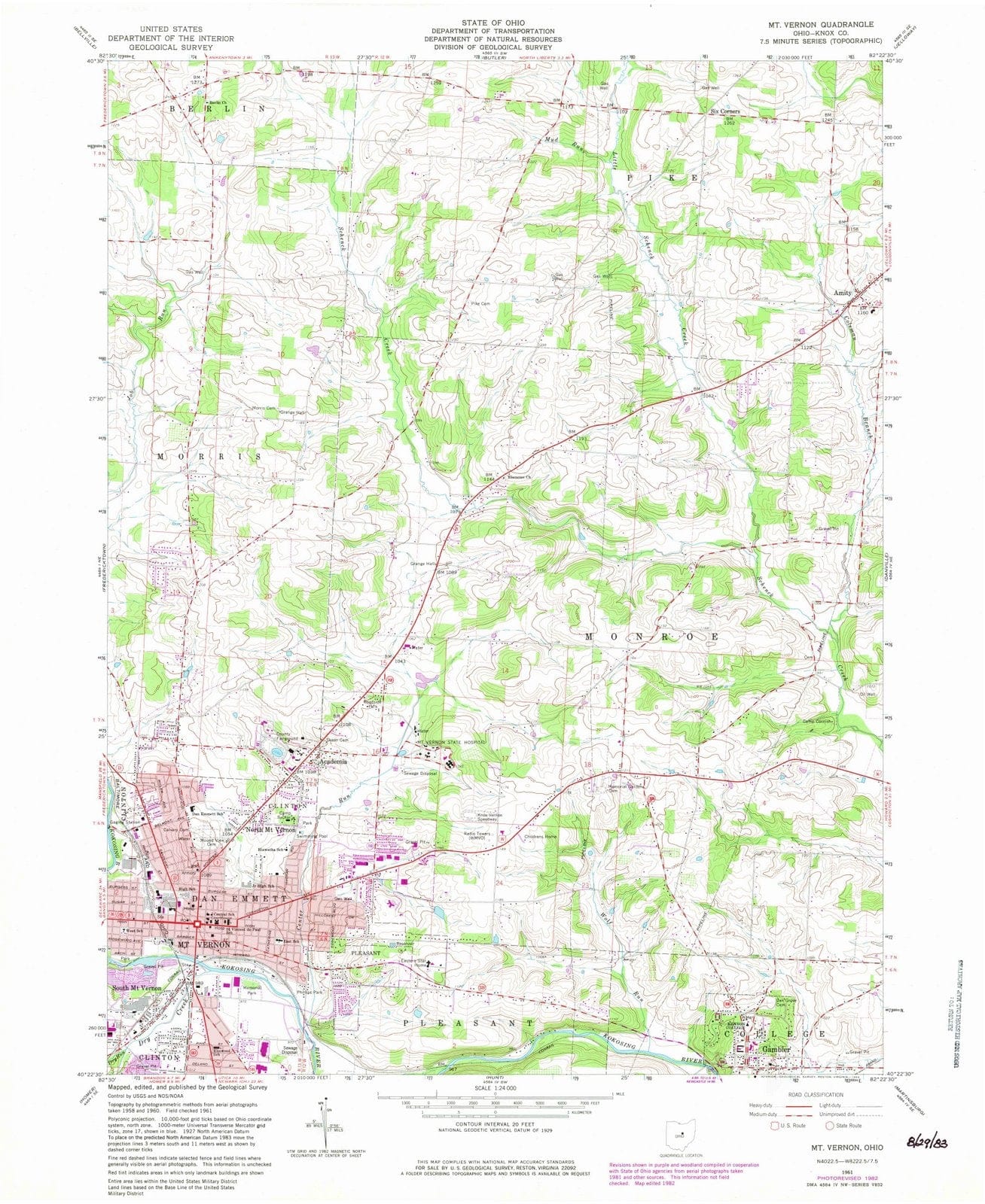 1961 Mt Vernon, OH - Ohio - USGS Topographic Map