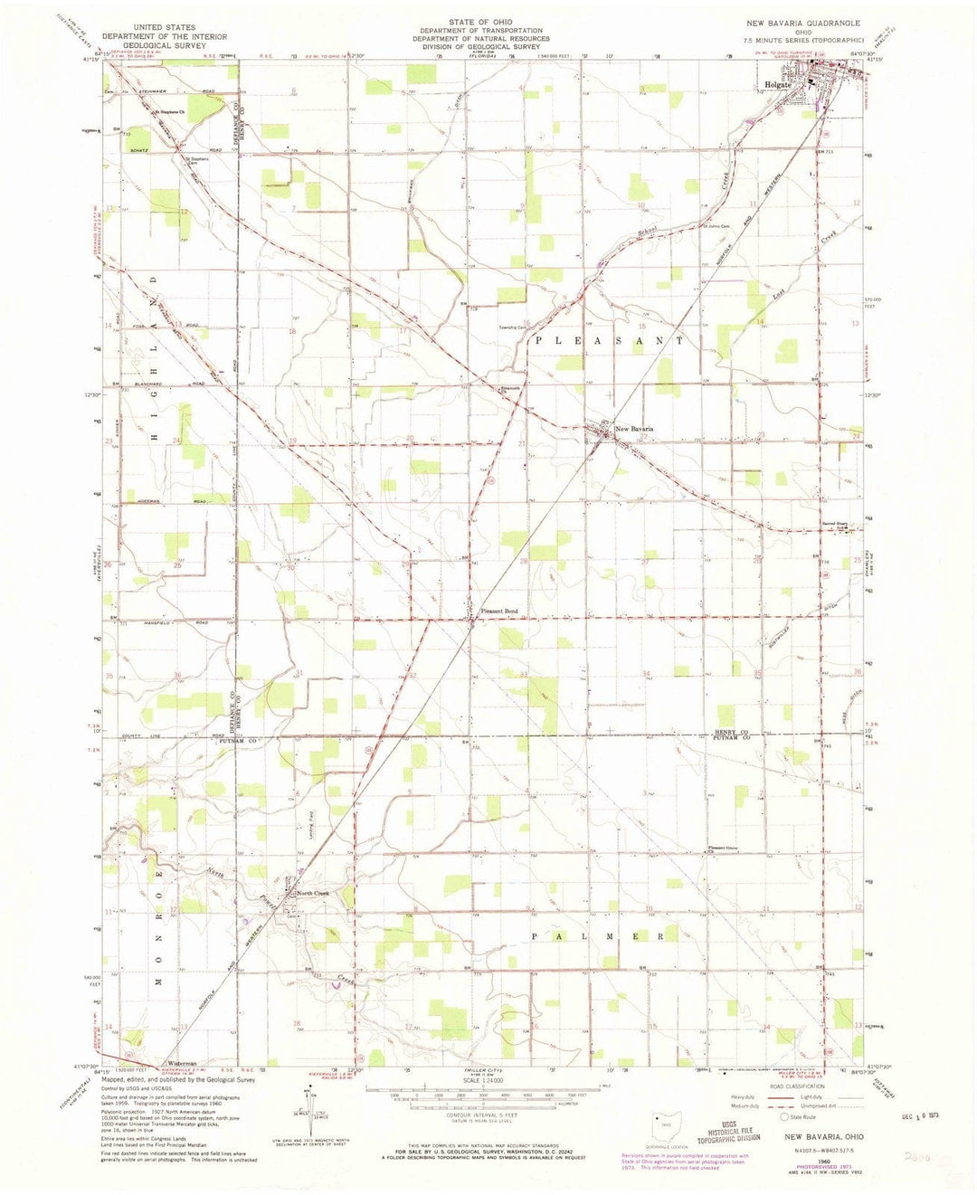 1960 New Bavaria, OH - Ohio - USGS Topographic Map