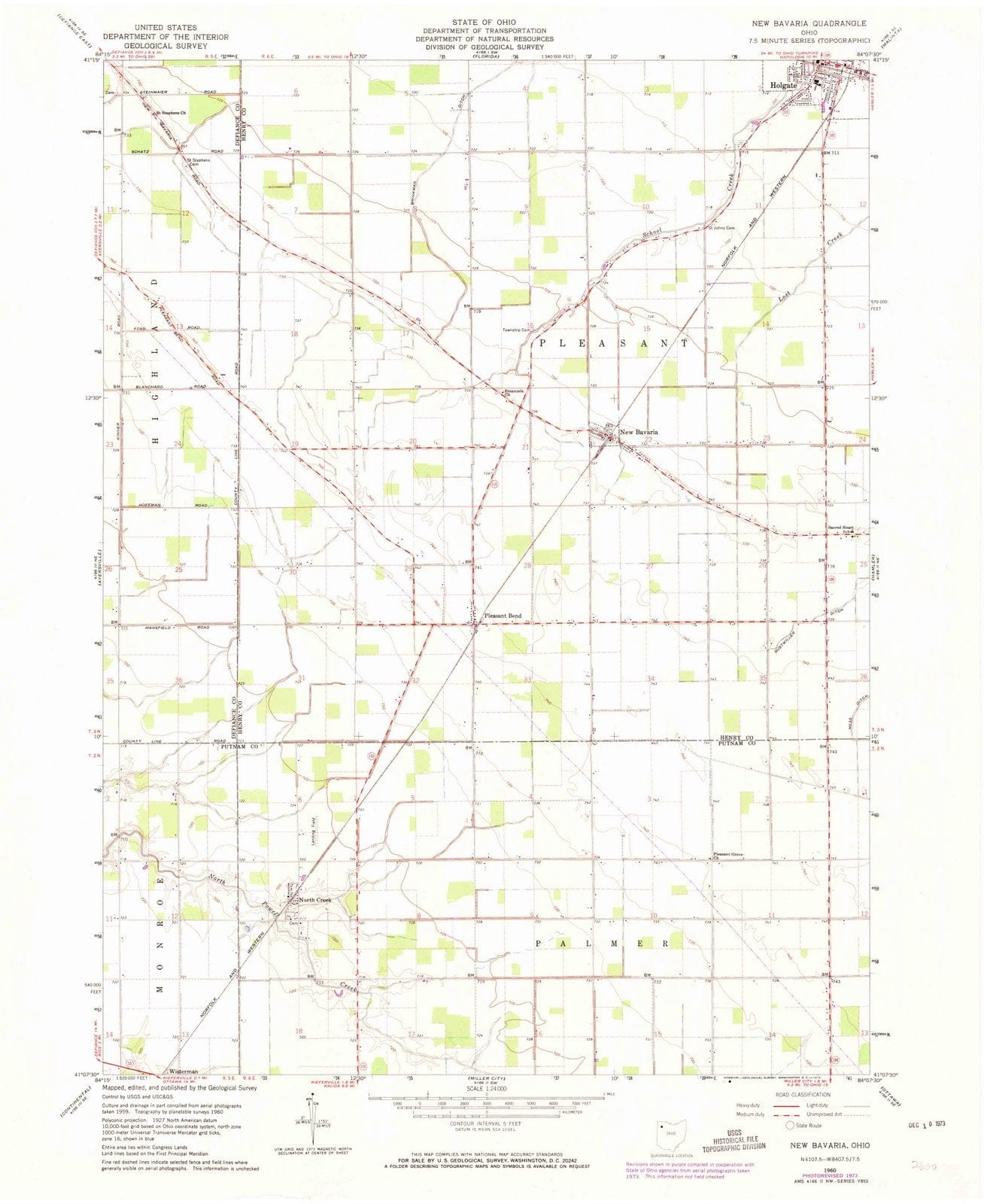 1960 New Bavaria, OH - Ohio - USGS Topographic Map