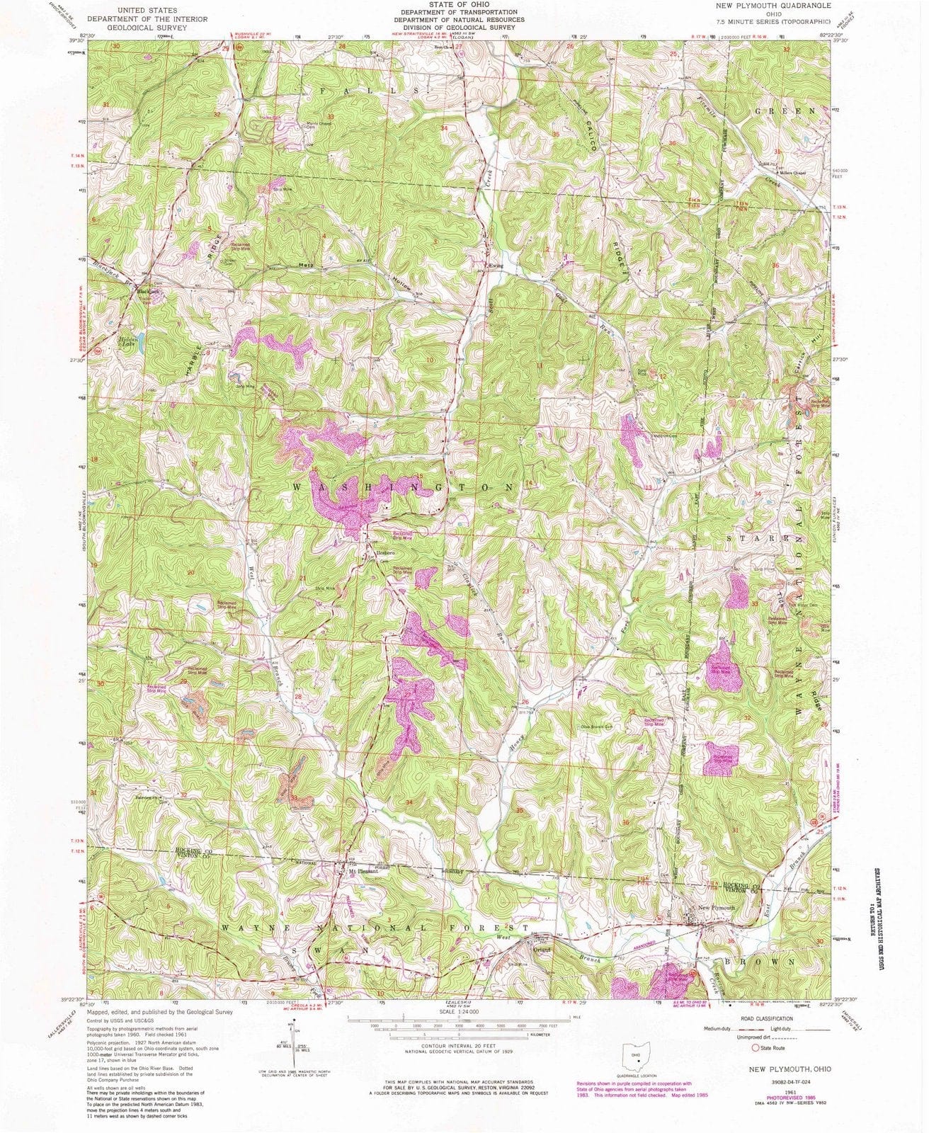 1961 New Plymouth, OH - Ohio - USGS Topographic Map