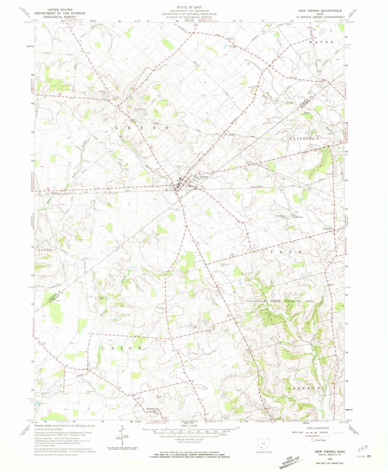 1960 New Vienna, OH - Ohio - USGS Topographic Map