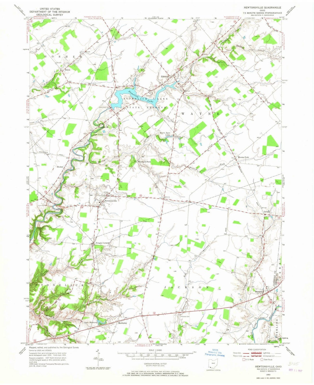 1953 Newtonsville, OH - Ohio - USGS Topographic Map