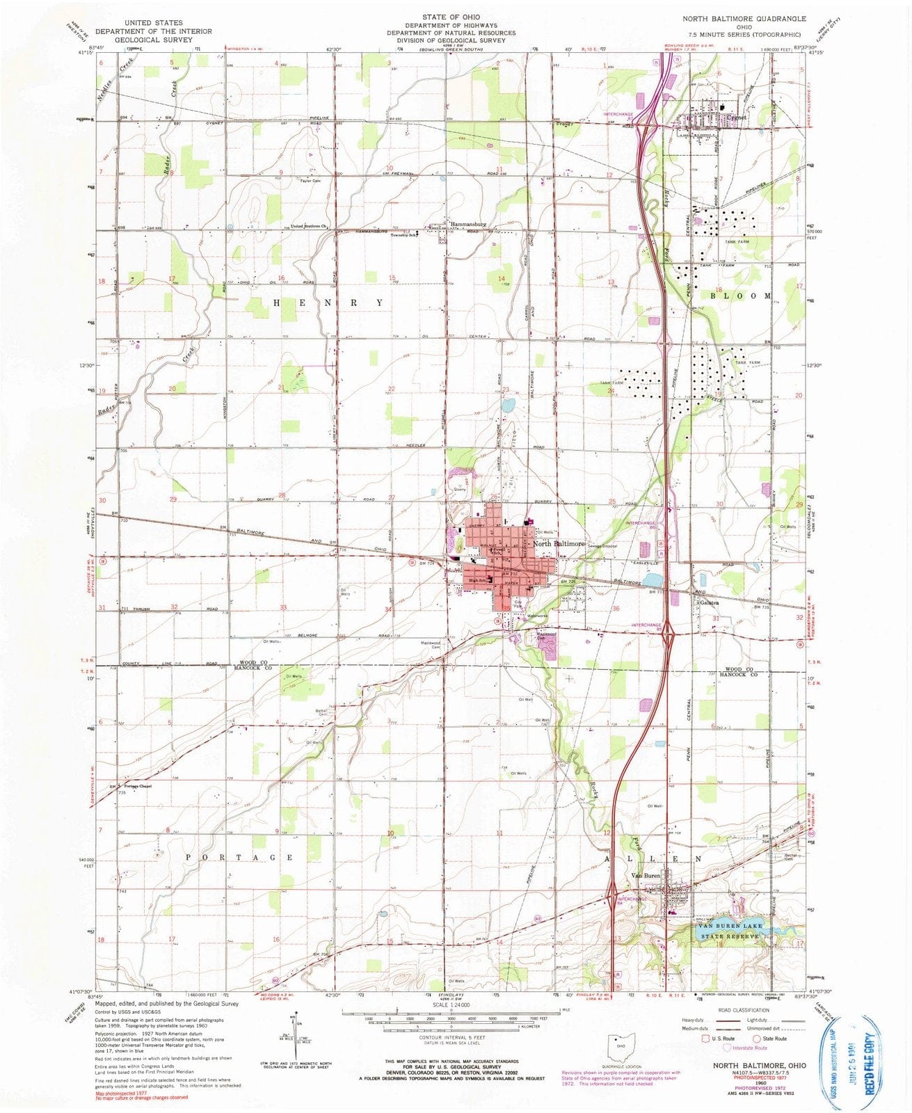 1960 North Baltimore, OH - Ohio - USGS Topographic Map