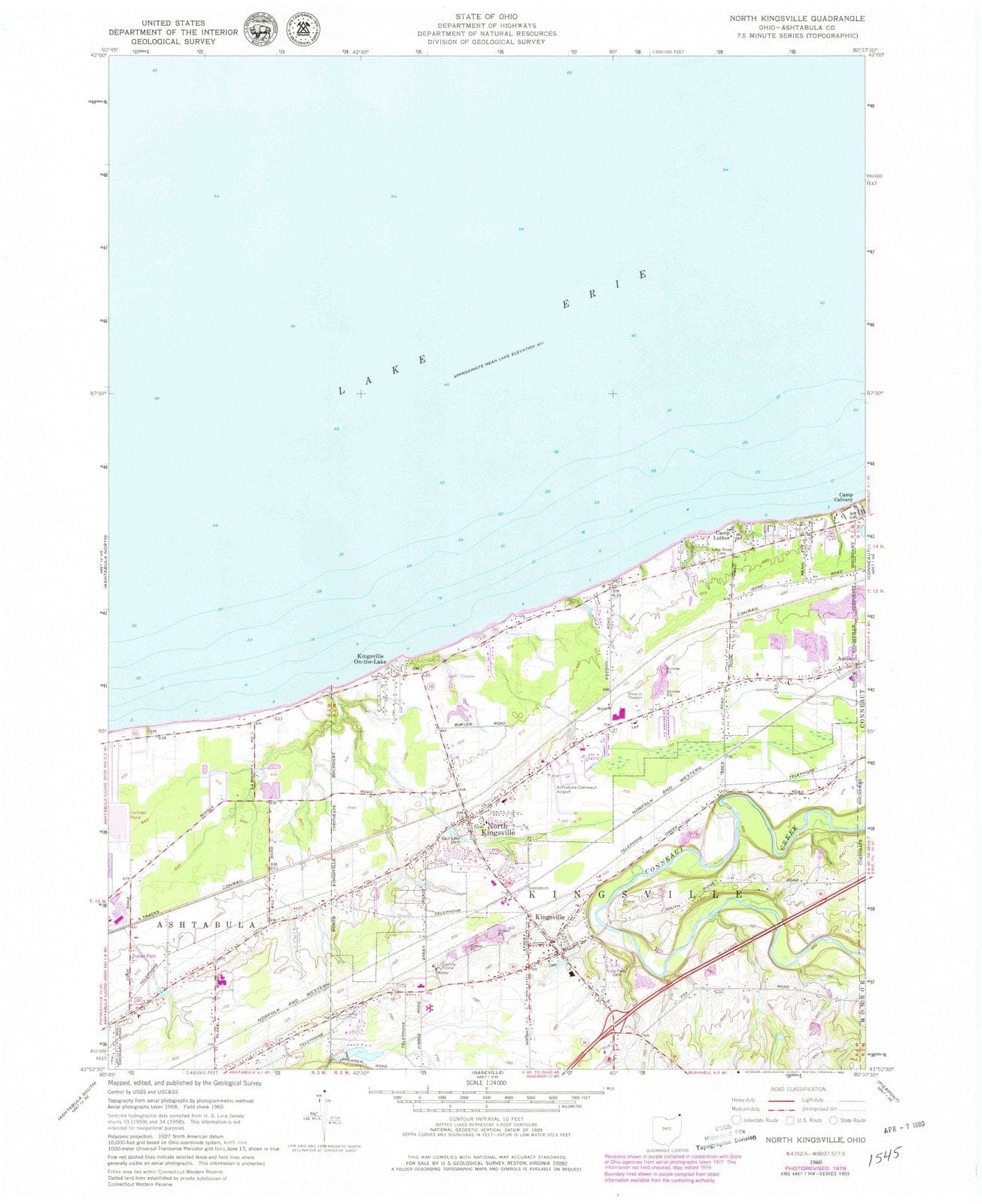1960 North Kingsville, OH - Ohio - USGS Topographic Map
