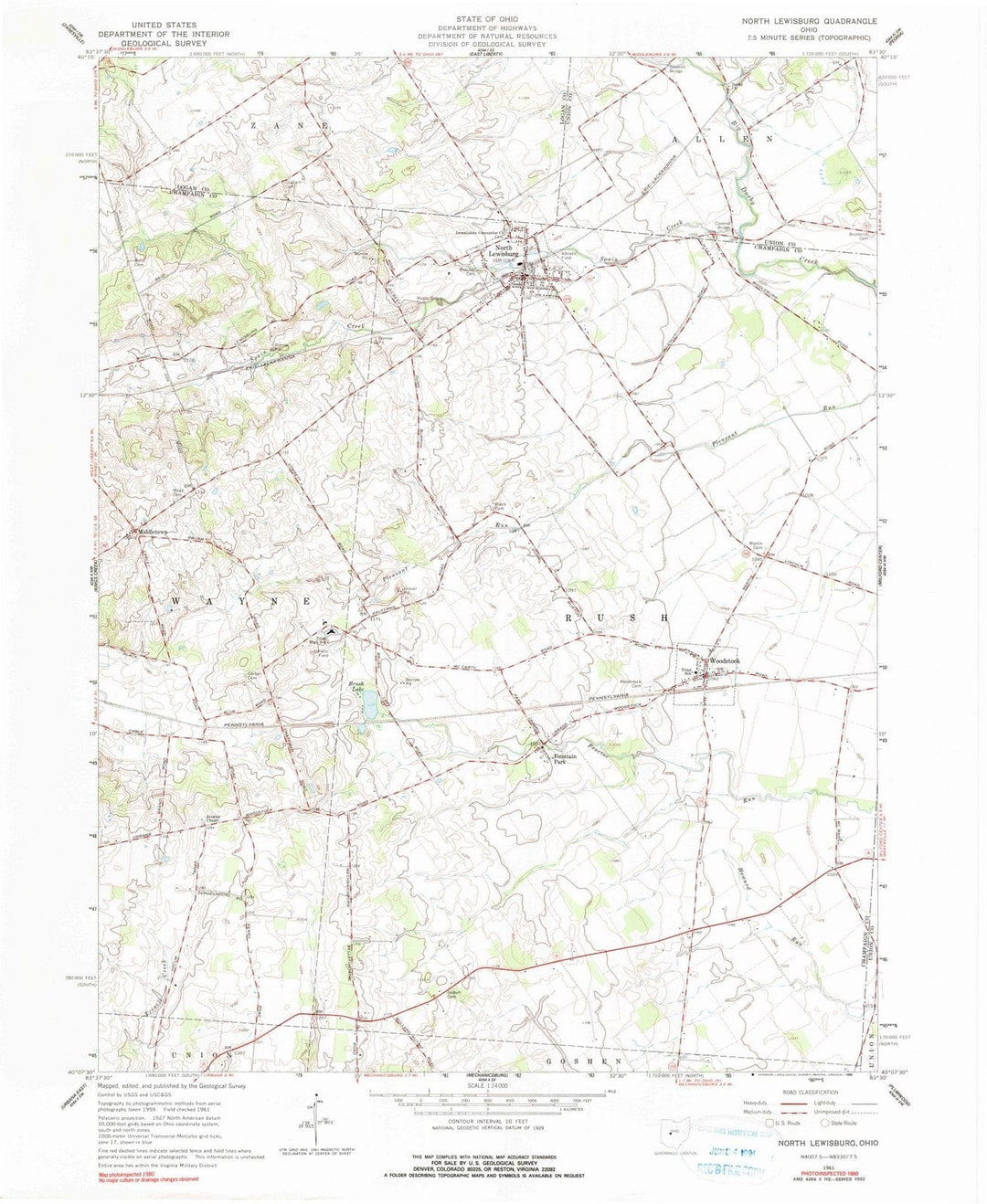 1961 North Lewisburg, OH - Ohio - USGS Topographic Map