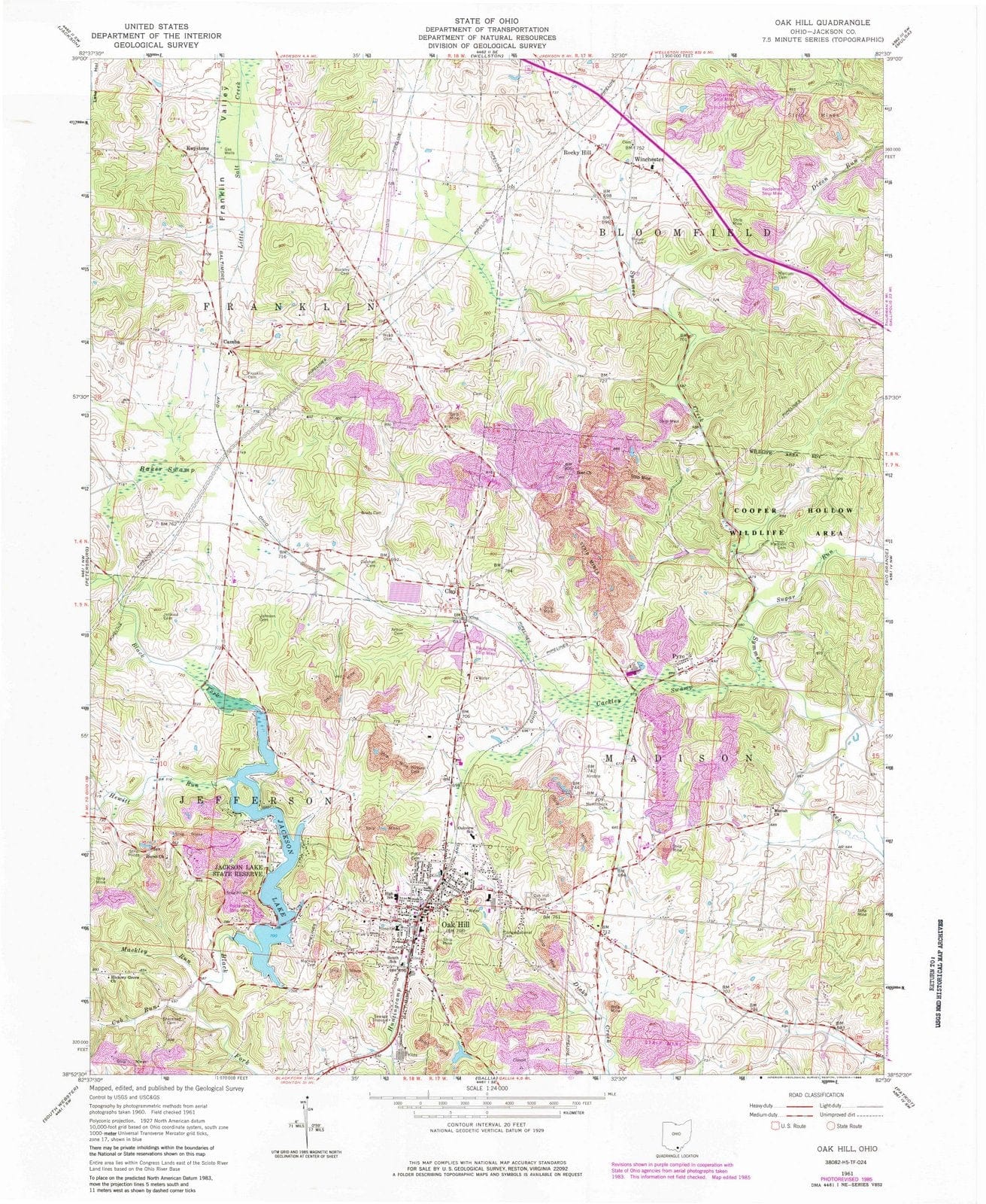 1961 Oak Hill, OH - Ohio - USGS Topographic Map