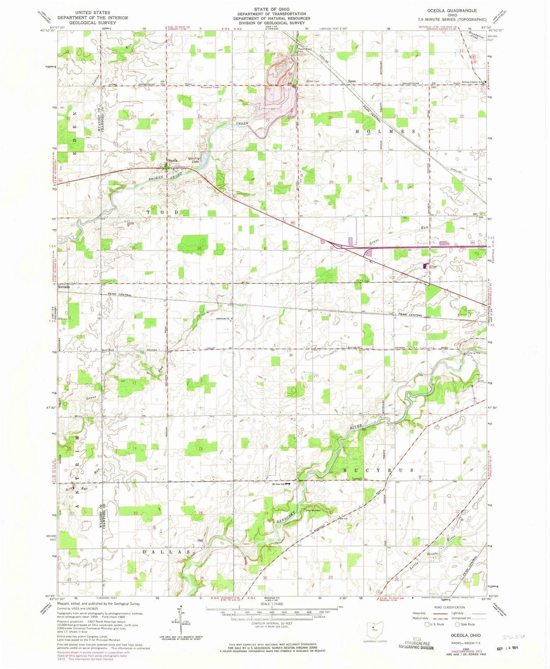 1960 Oceola, OH - Ohio - USGS Topographic Map